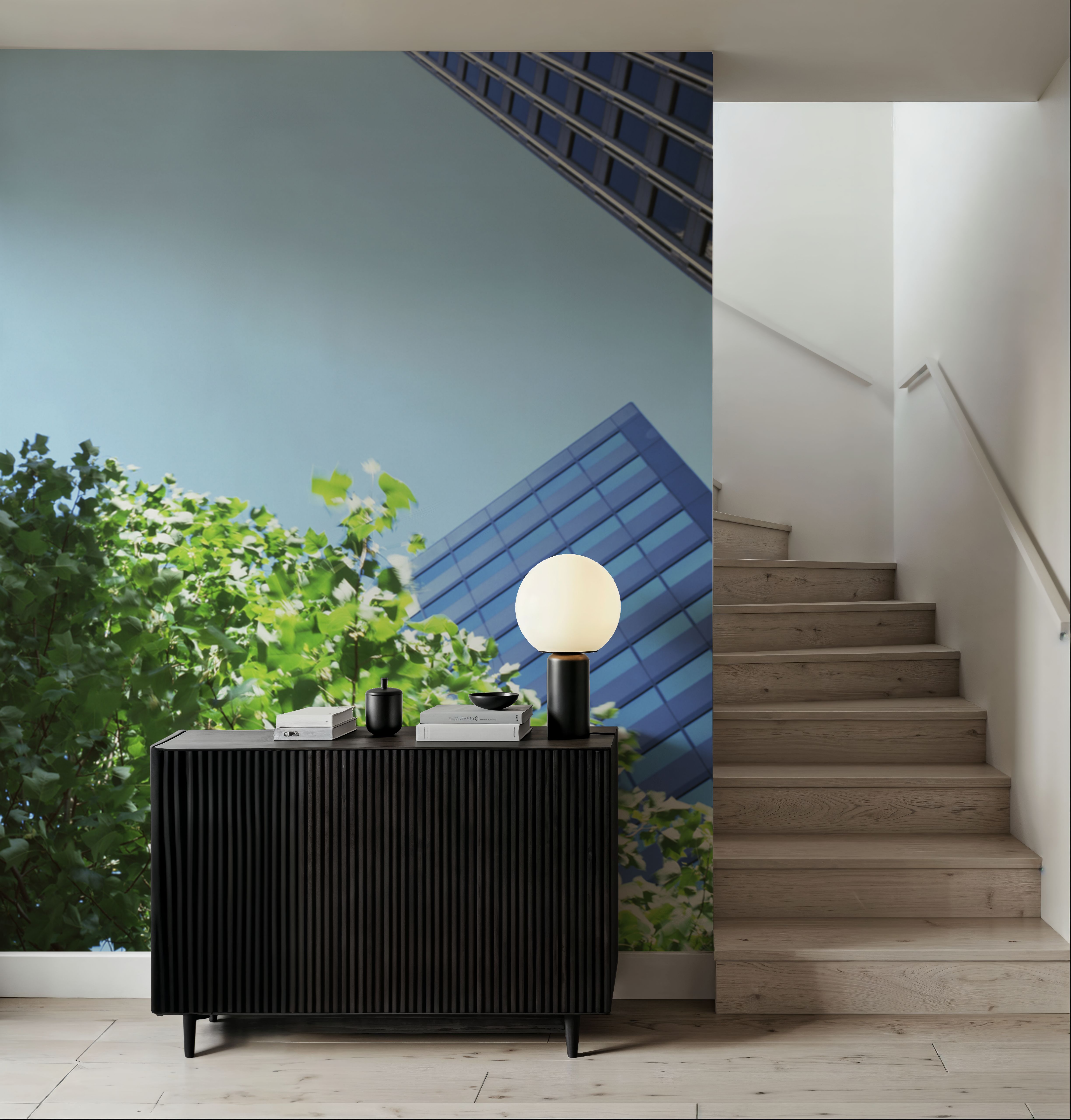 Wall Mural - Urban Heights - Architecture Landscapes mural wallpaper - Blue - Bedroom - Wallism UK - Premium, Textured or Peel & Stick