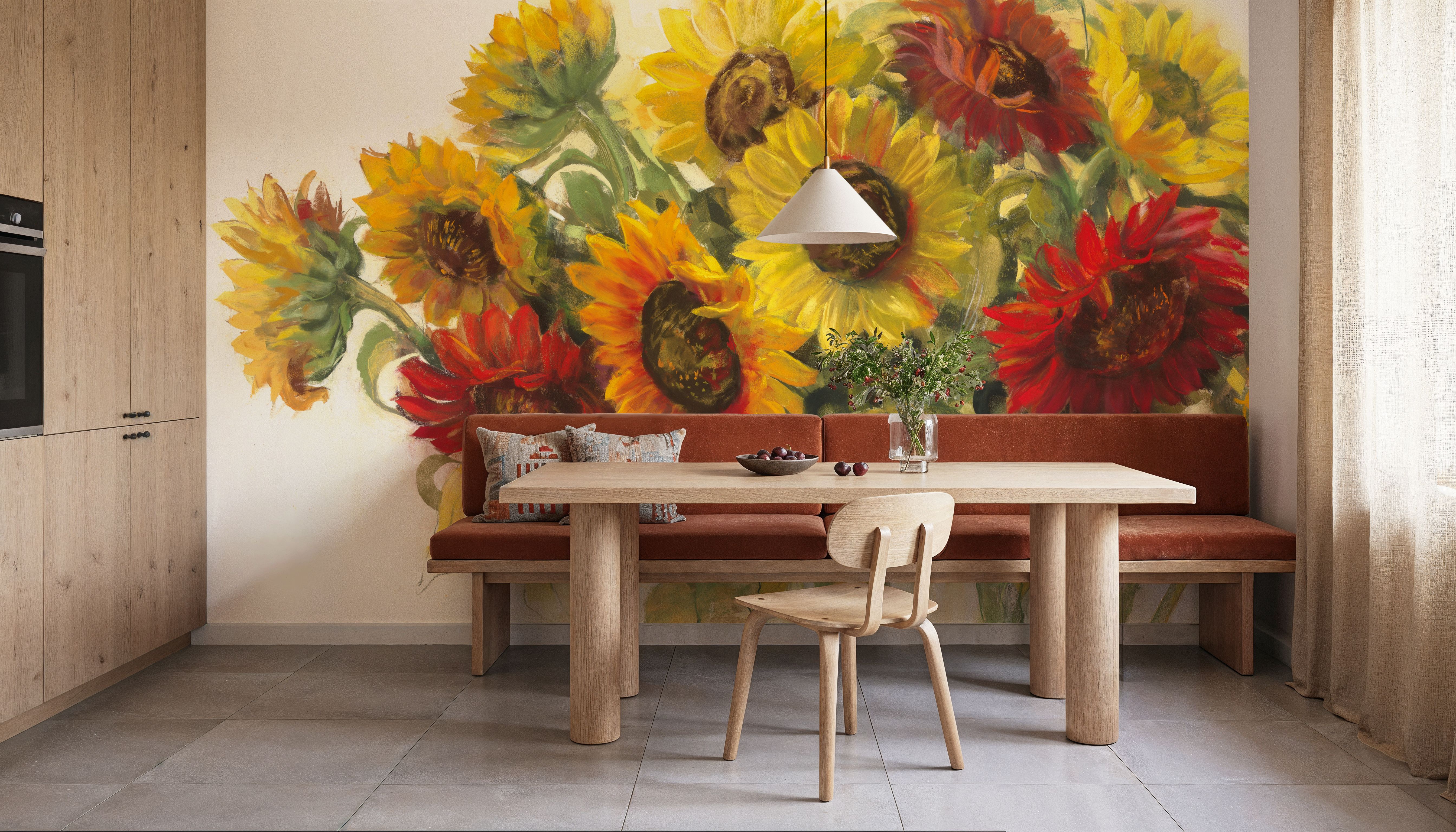 Gathering Sunflowers on White