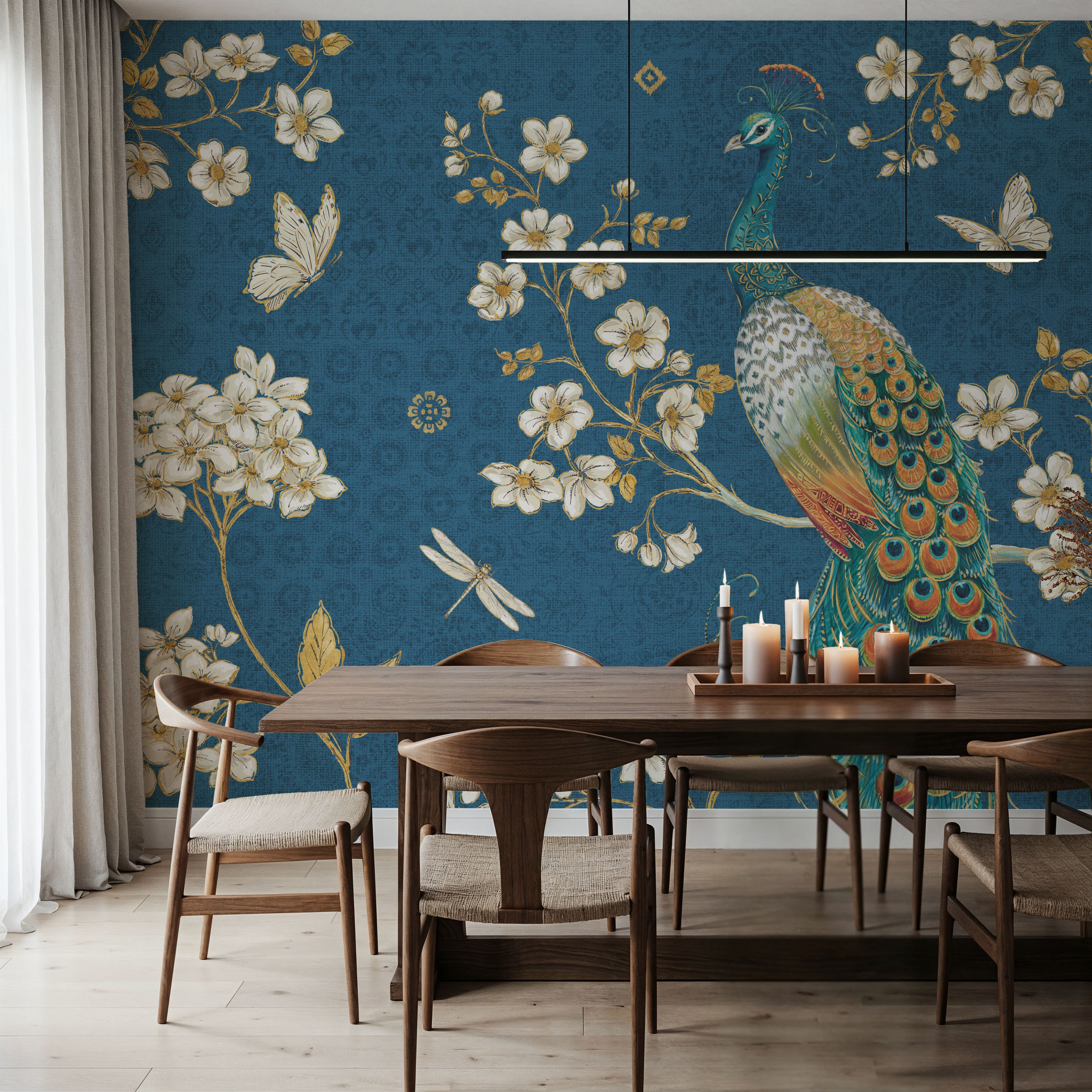 Ornate Peacock II Blue