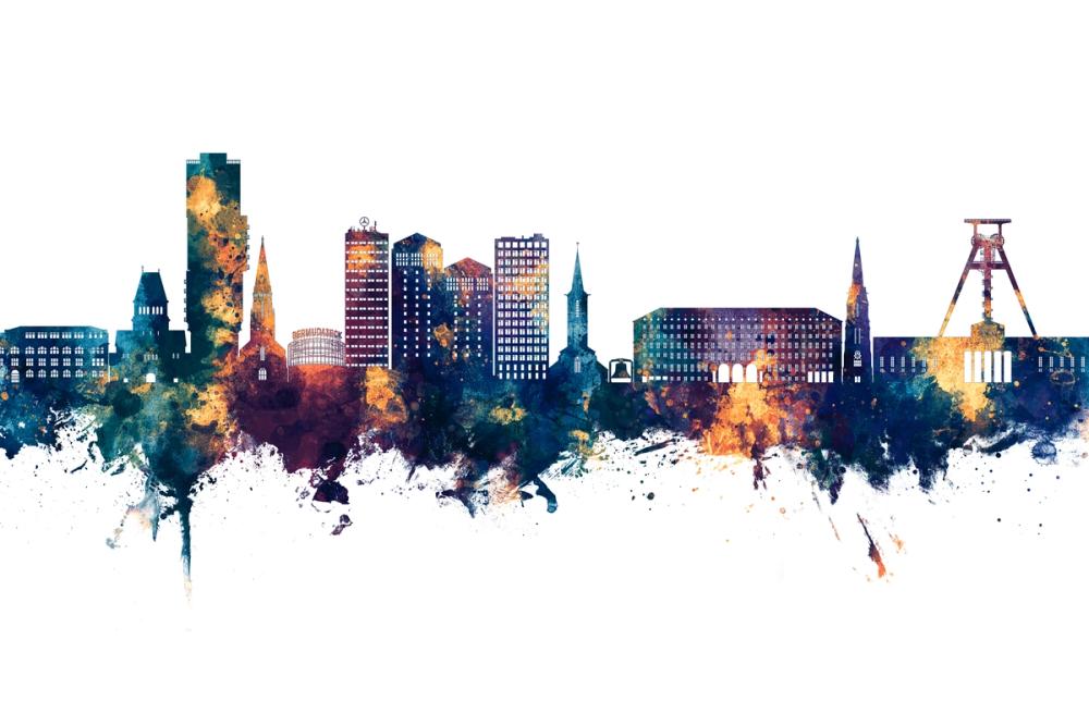 Bochum Germany Skyline Blue & Bronze