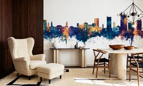 Lubbock Texas Skyline Blue & Bronze