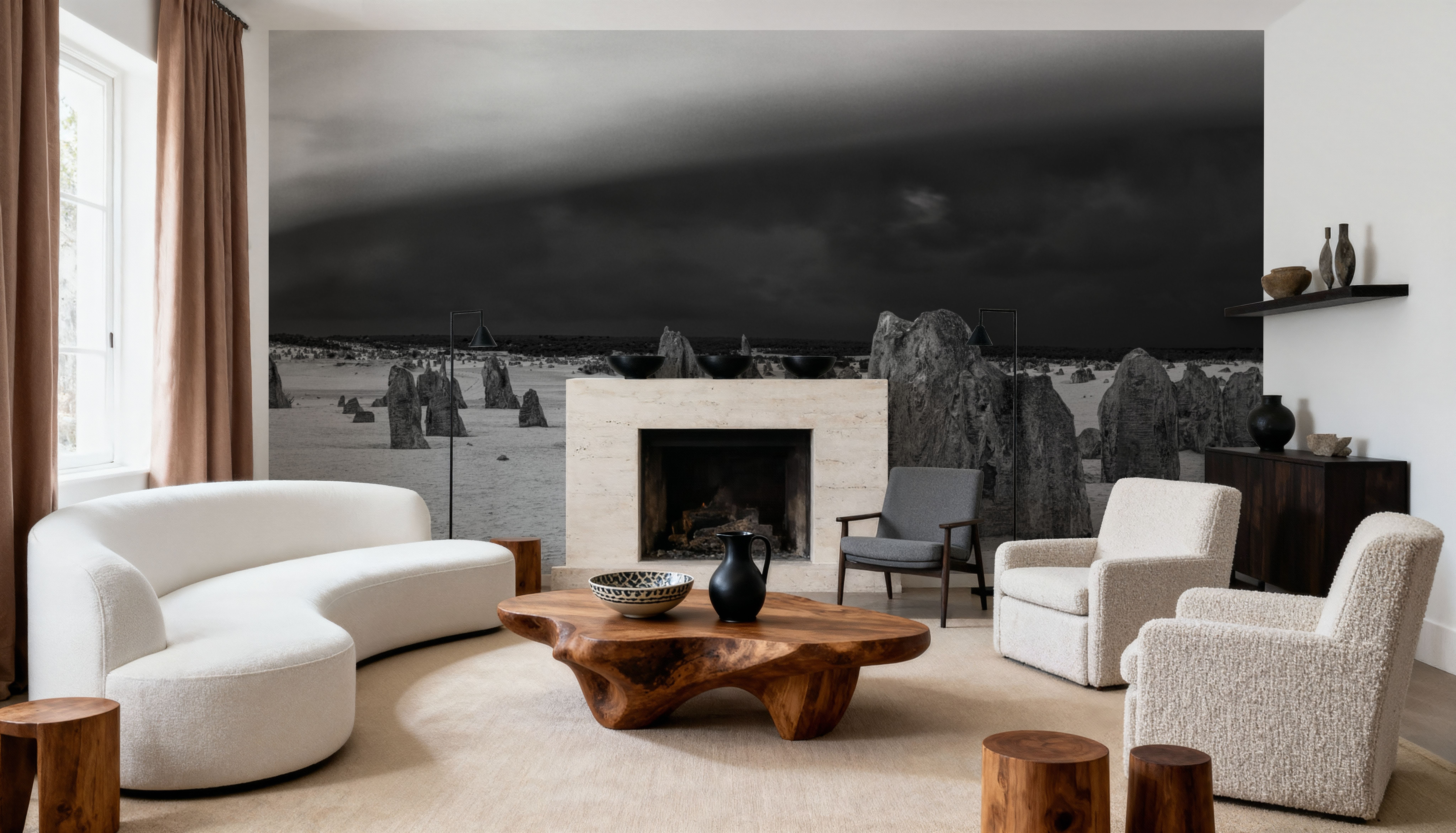 Storm Clouds and Rocks BW, Wallpaper