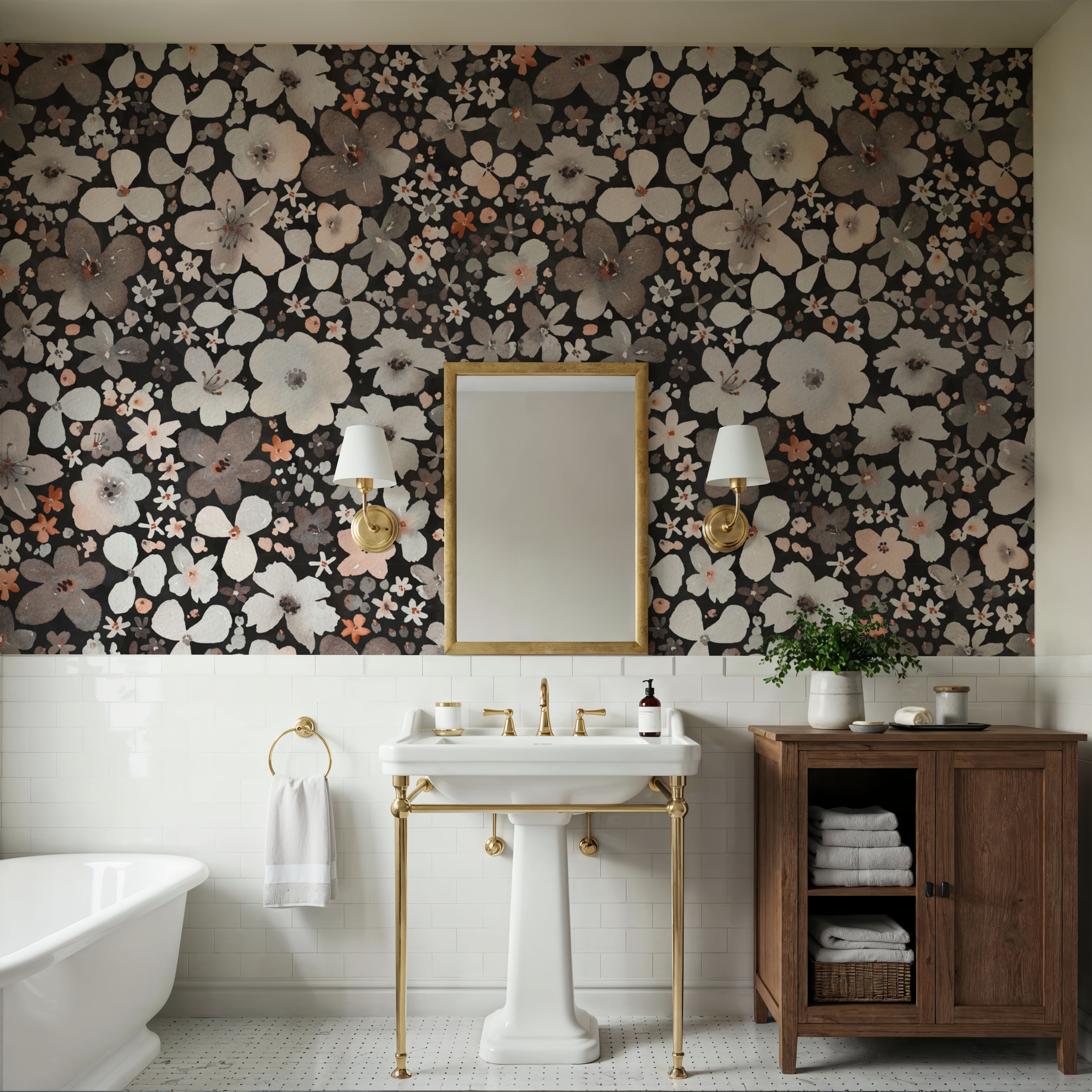 Wildflower Meadow, Dark, Papier peint