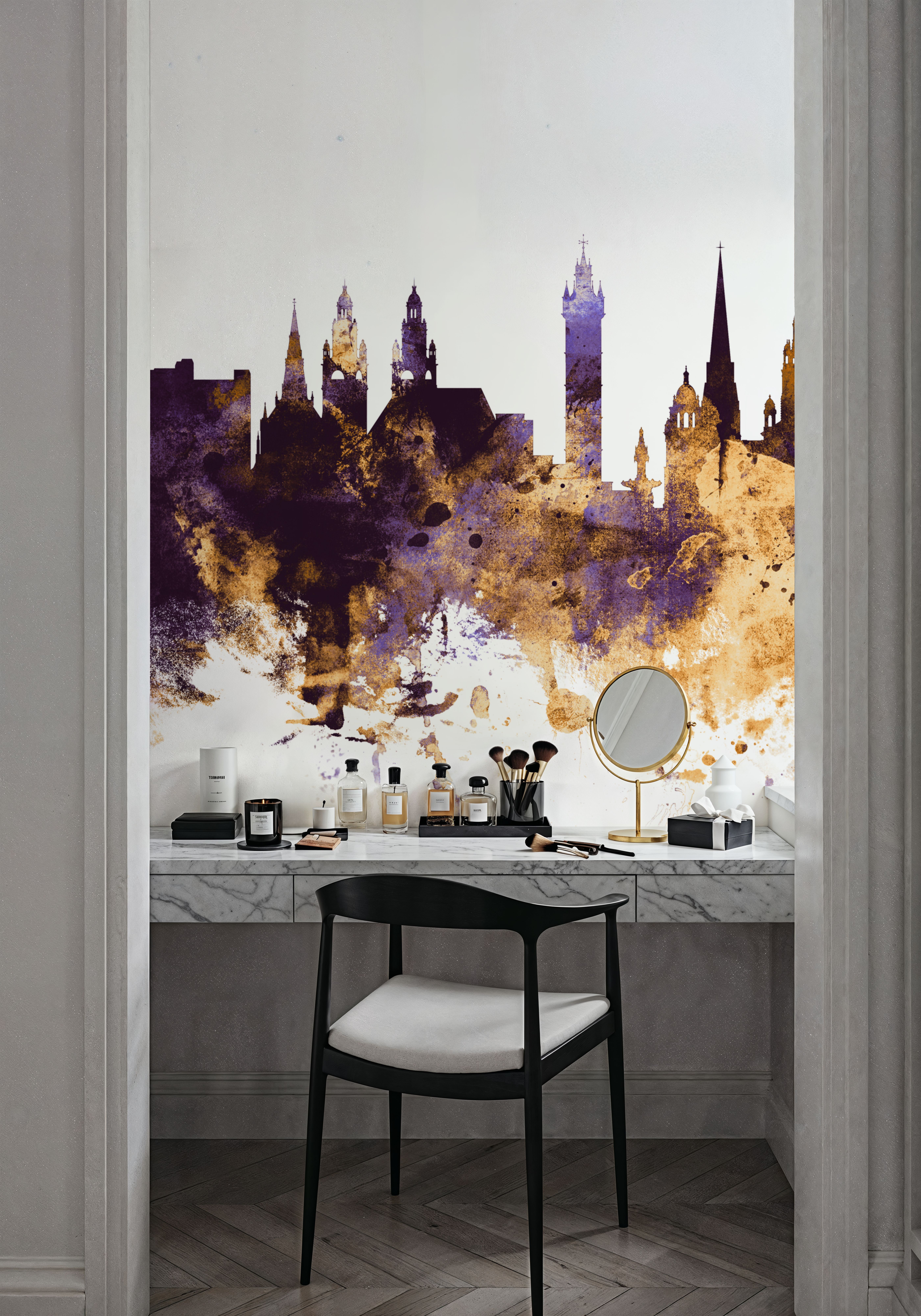 Glasgow Scotland Skyline Purple & Gold