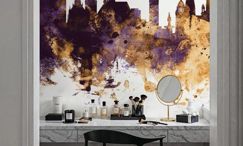 Glasgow Scotland Skyline Purple & Gold