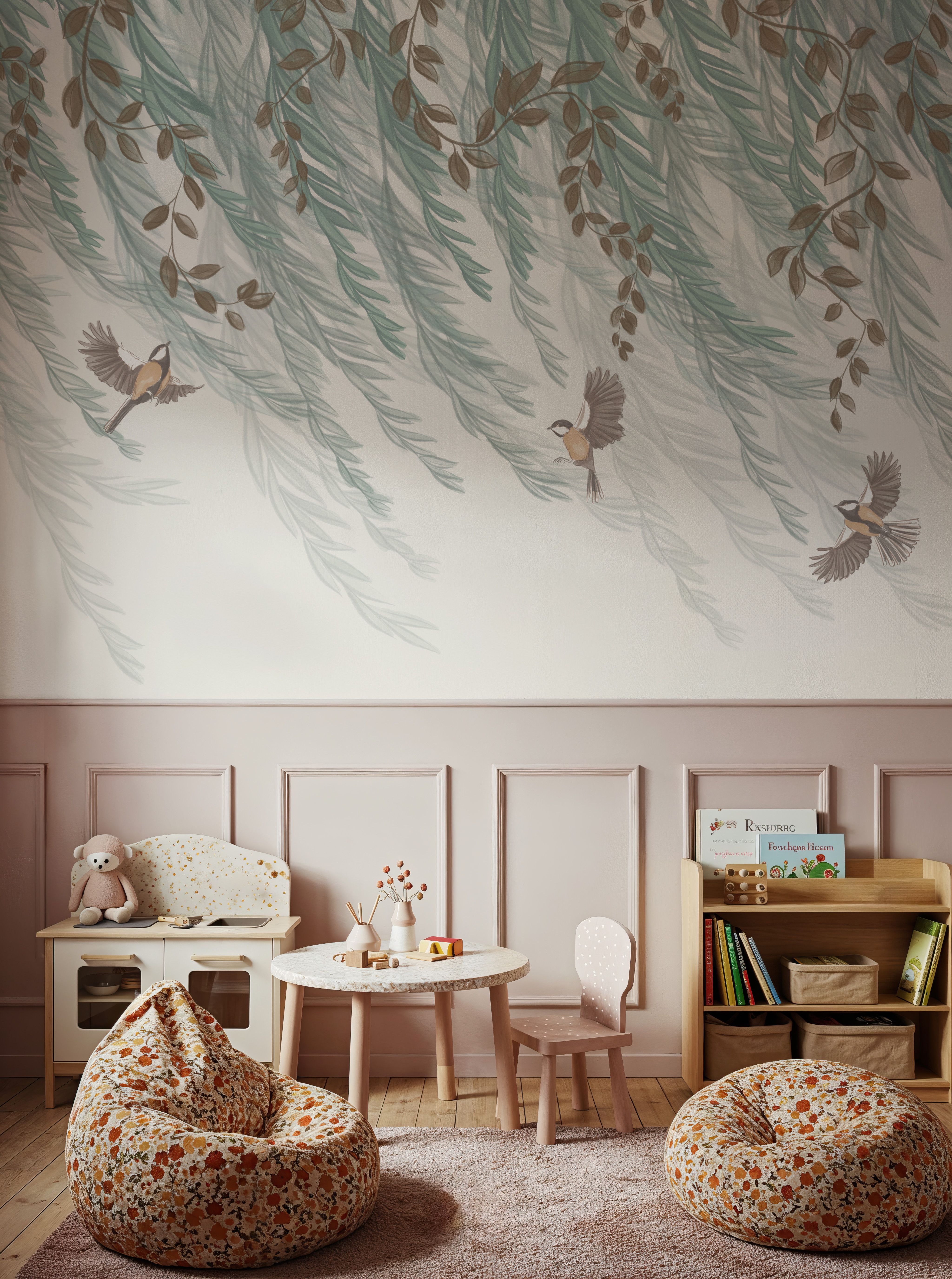  Willow & Birds, White