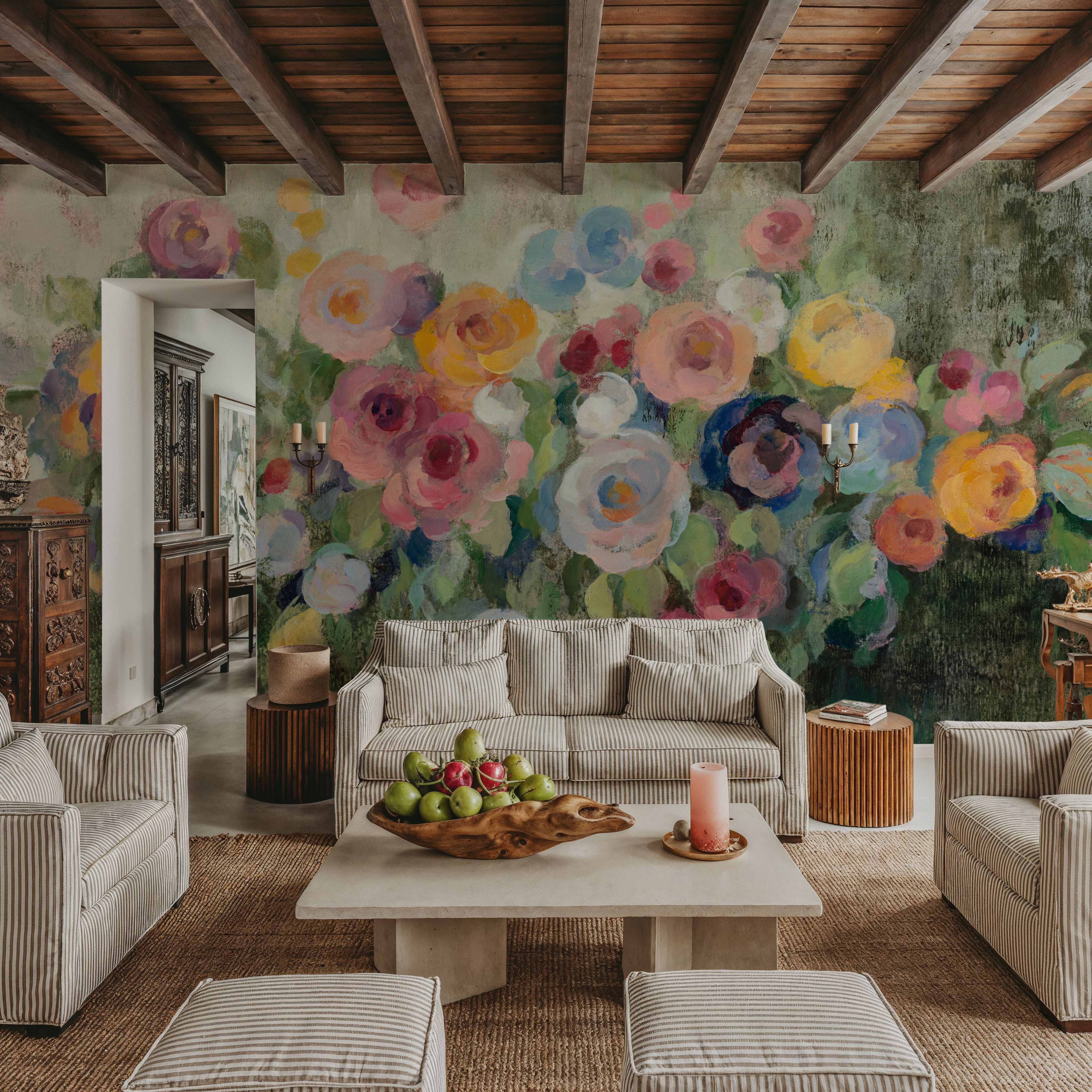 Flowers on Mossy Green