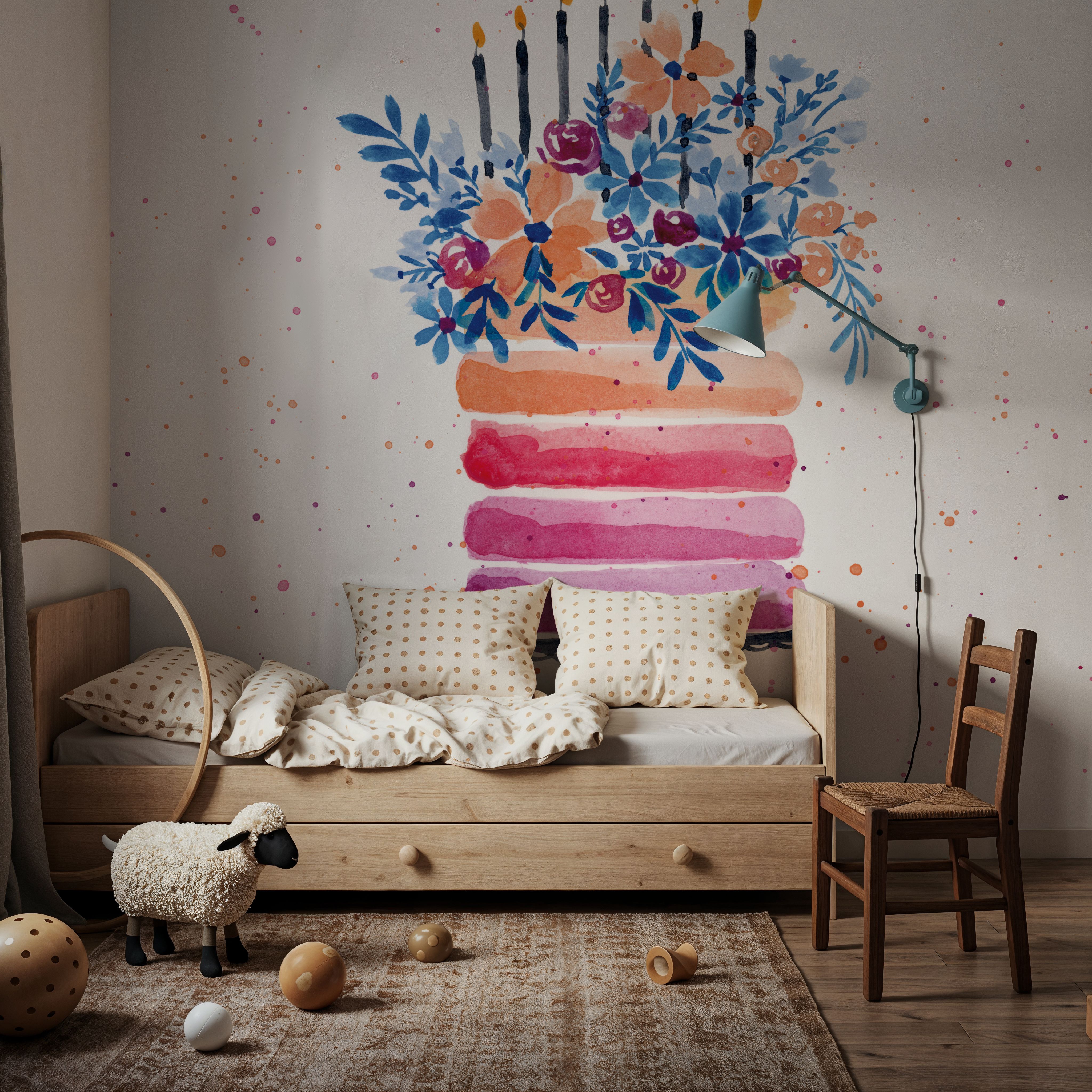 Colorful Cake and Candles