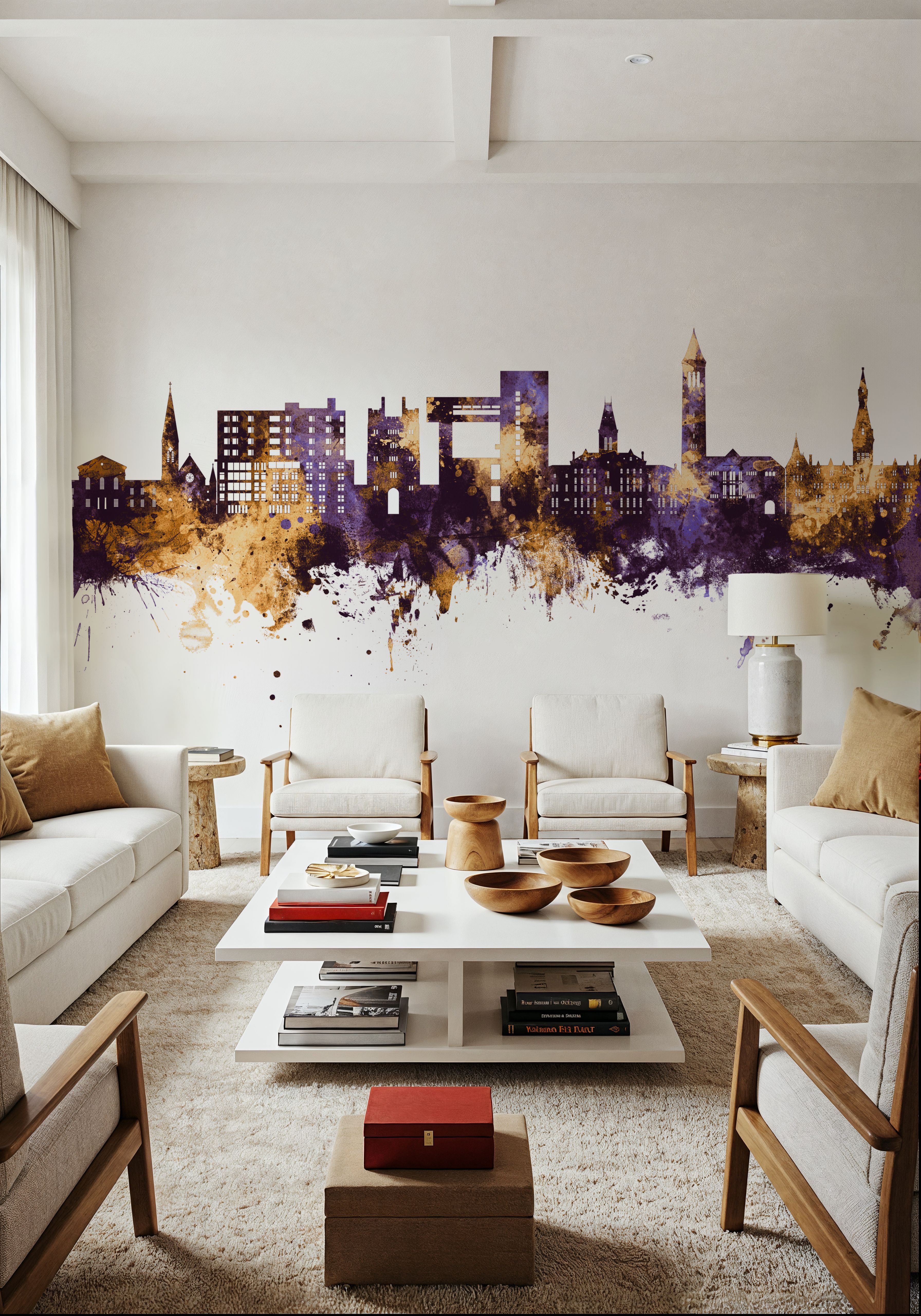 Ithaca New York Skyline Purple & Gold