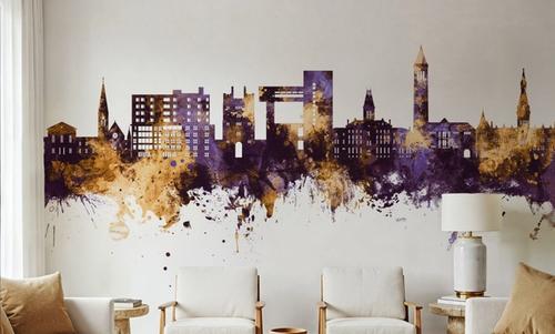 Ithaca New York Skyline Purple & Gold