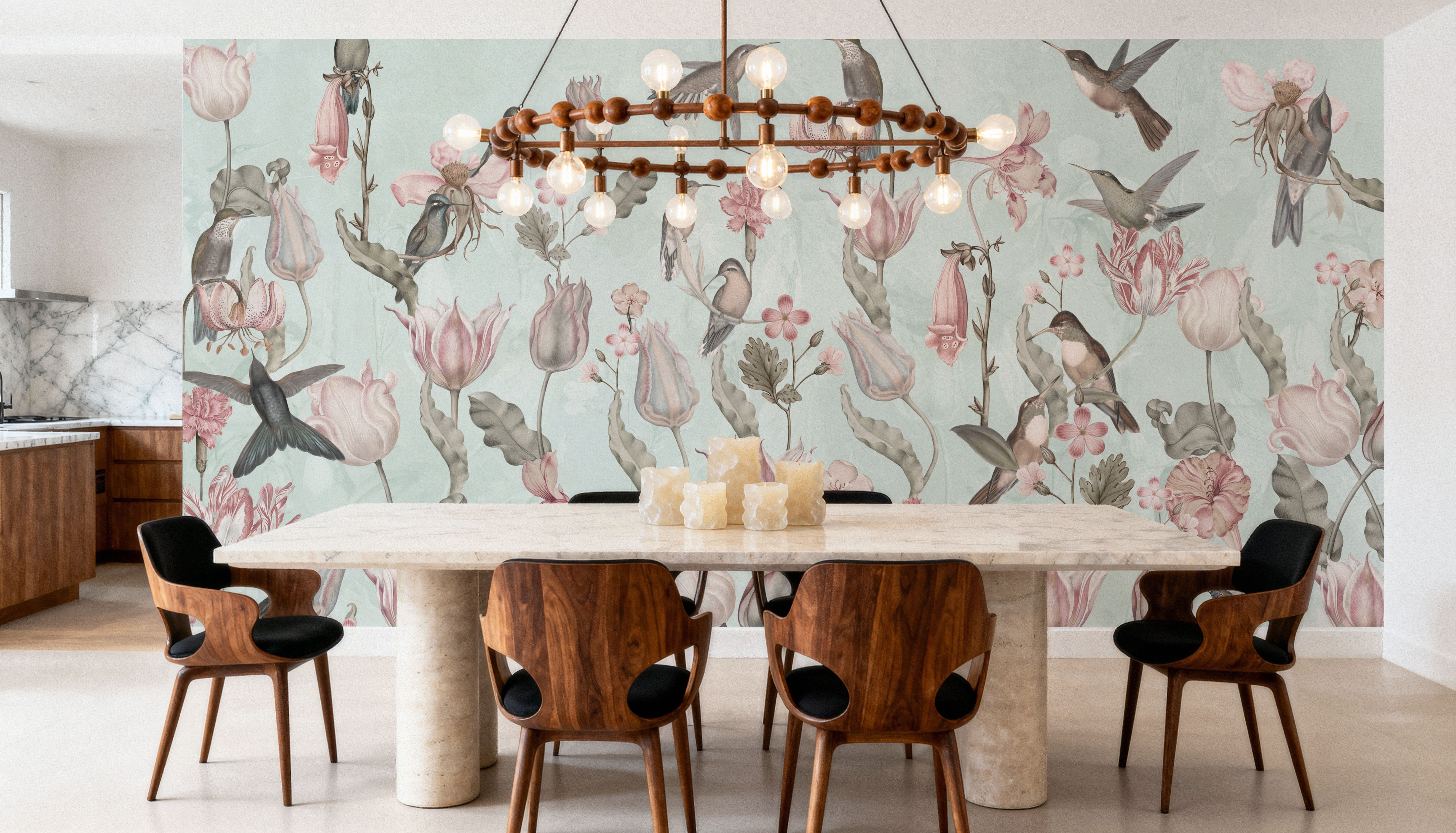 Tulips & Birds, Pistachio