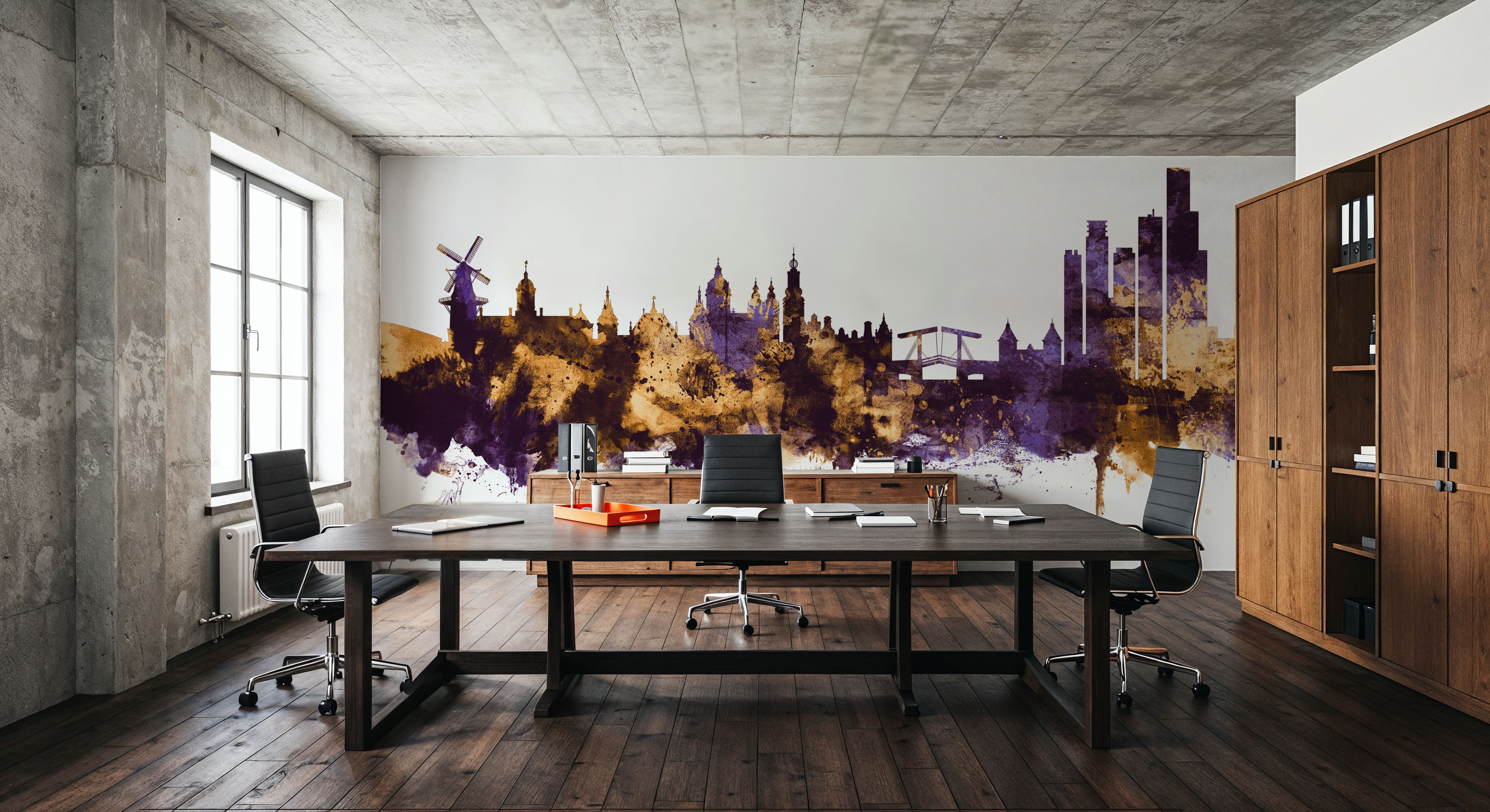 Amsterdam Skyline Purple & Gold