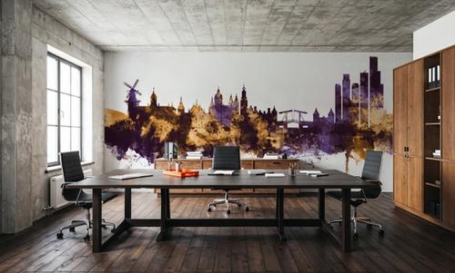 Amsterdam Skyline Purple & Gold