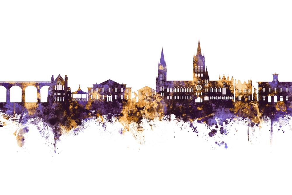 Truro England Skyline Purple & Gold