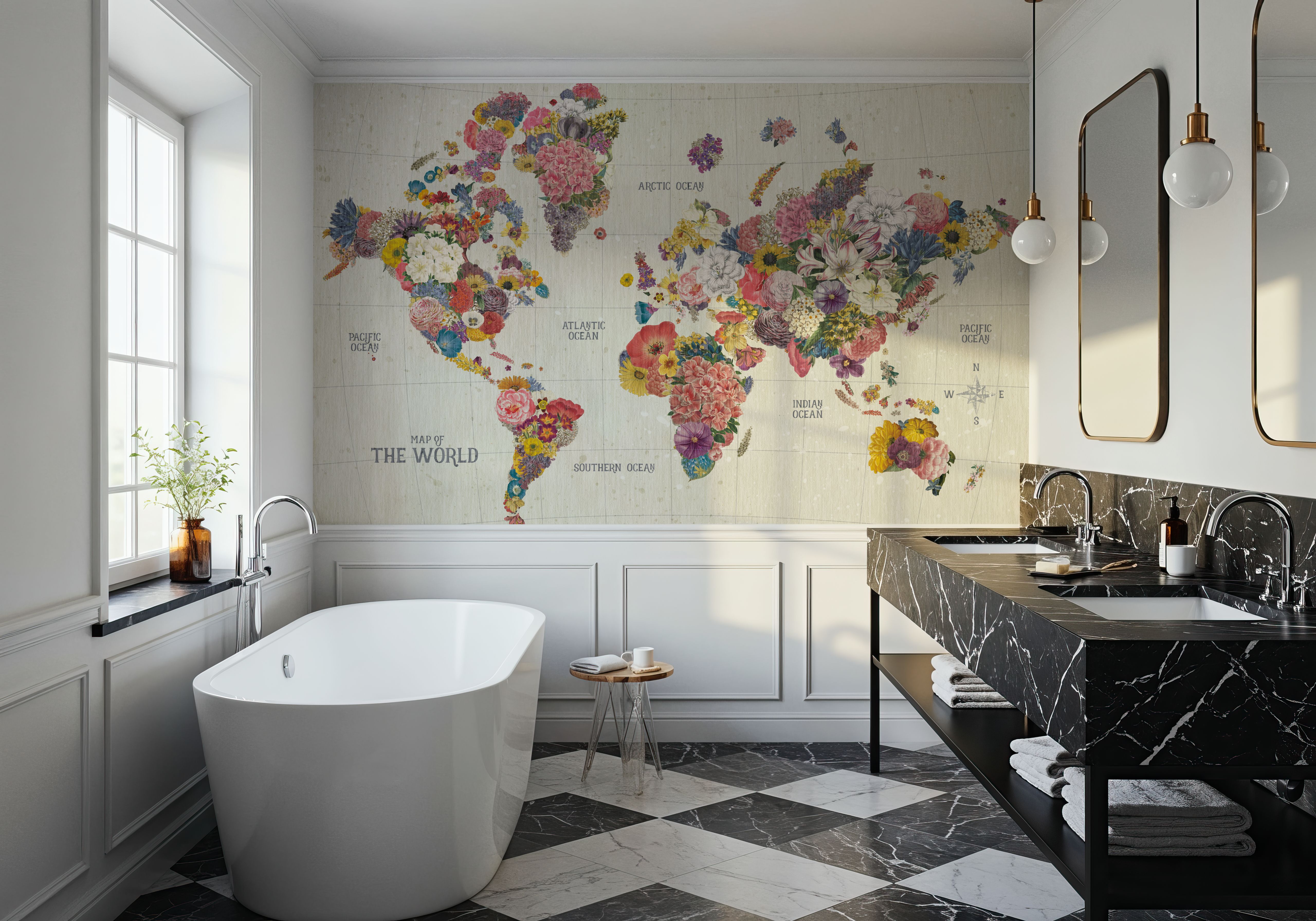 Botanical Floral Map Light Words
