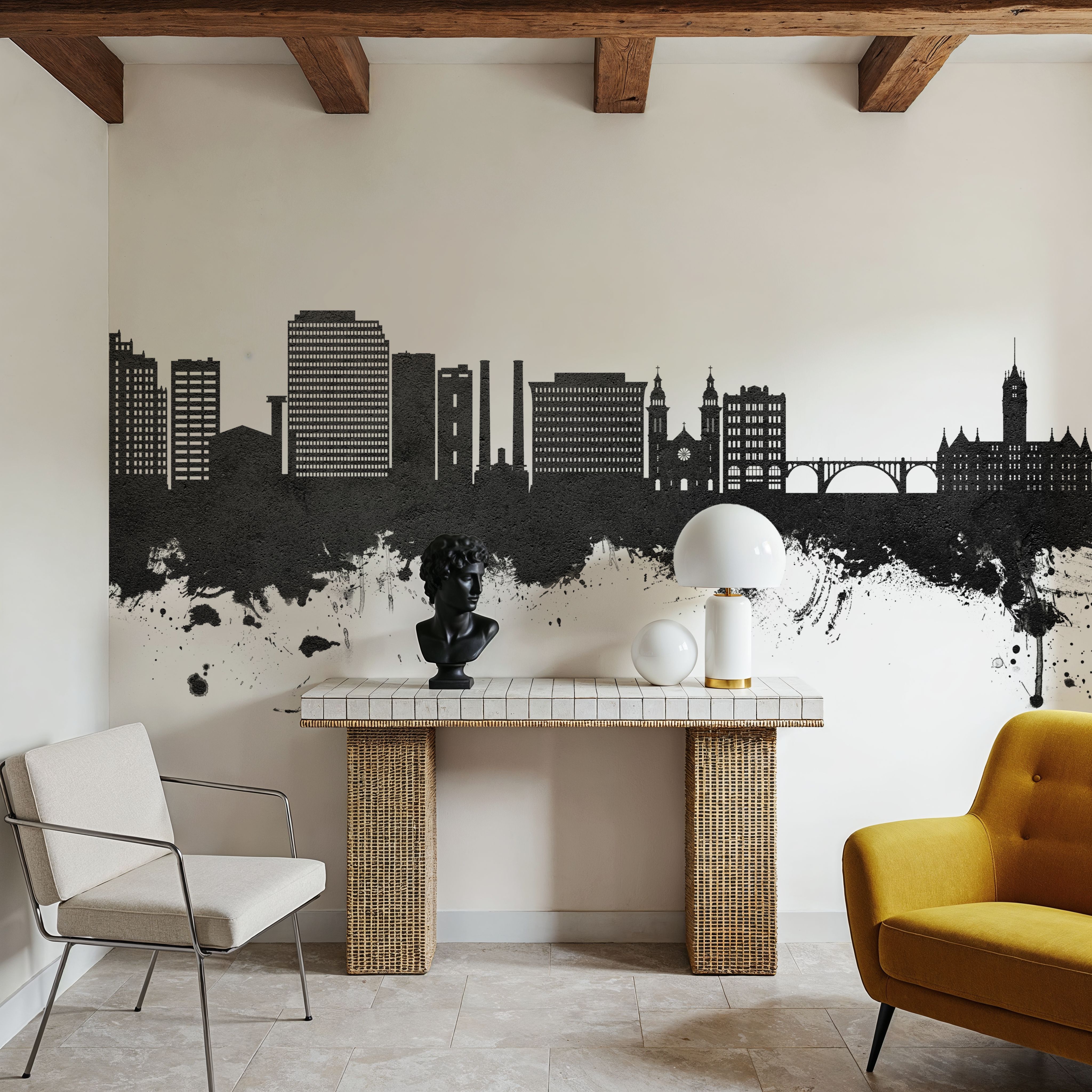 Spokane Washington Skyline Black & White