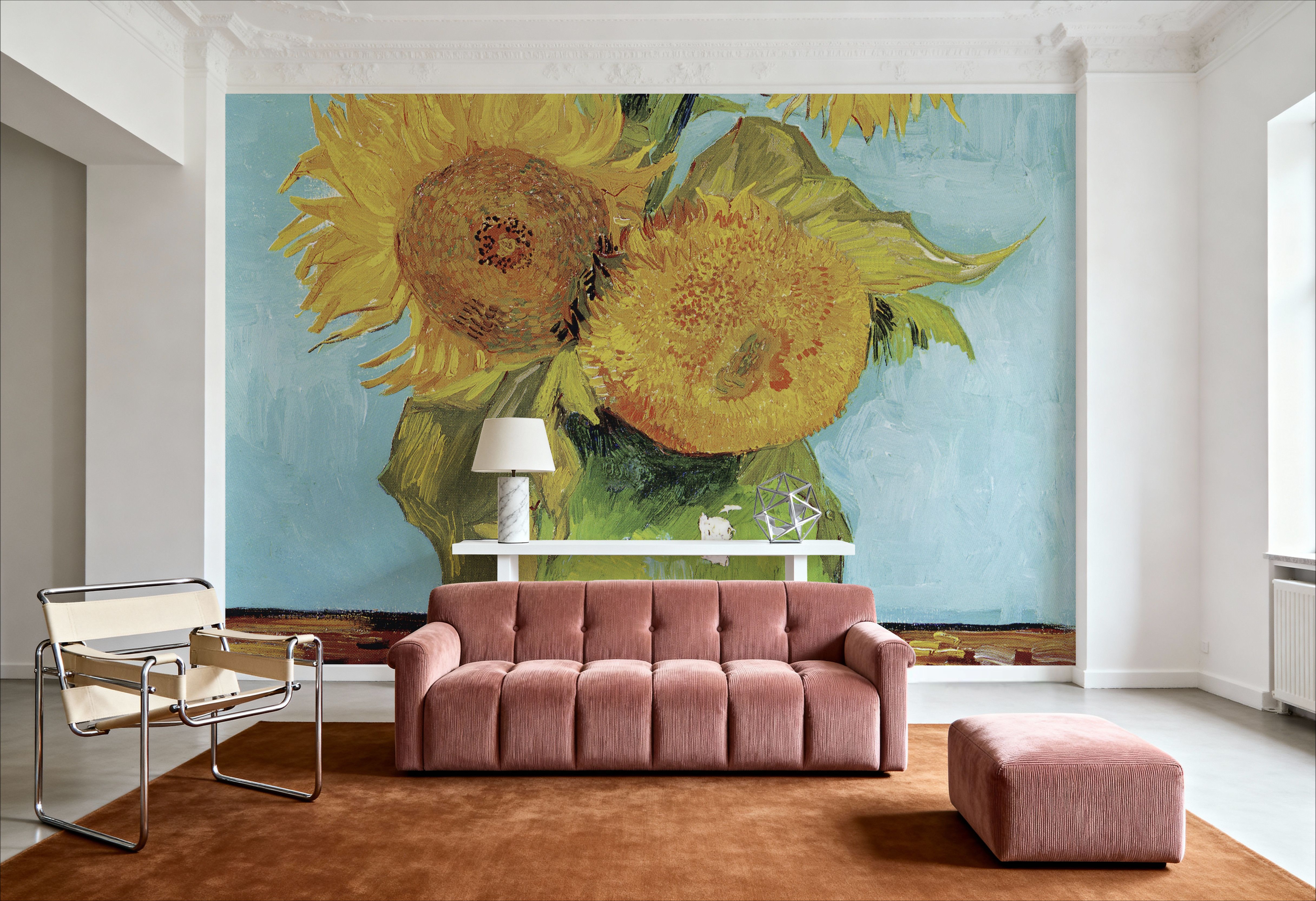 Vase with Three Sunflowers, Wallpaper