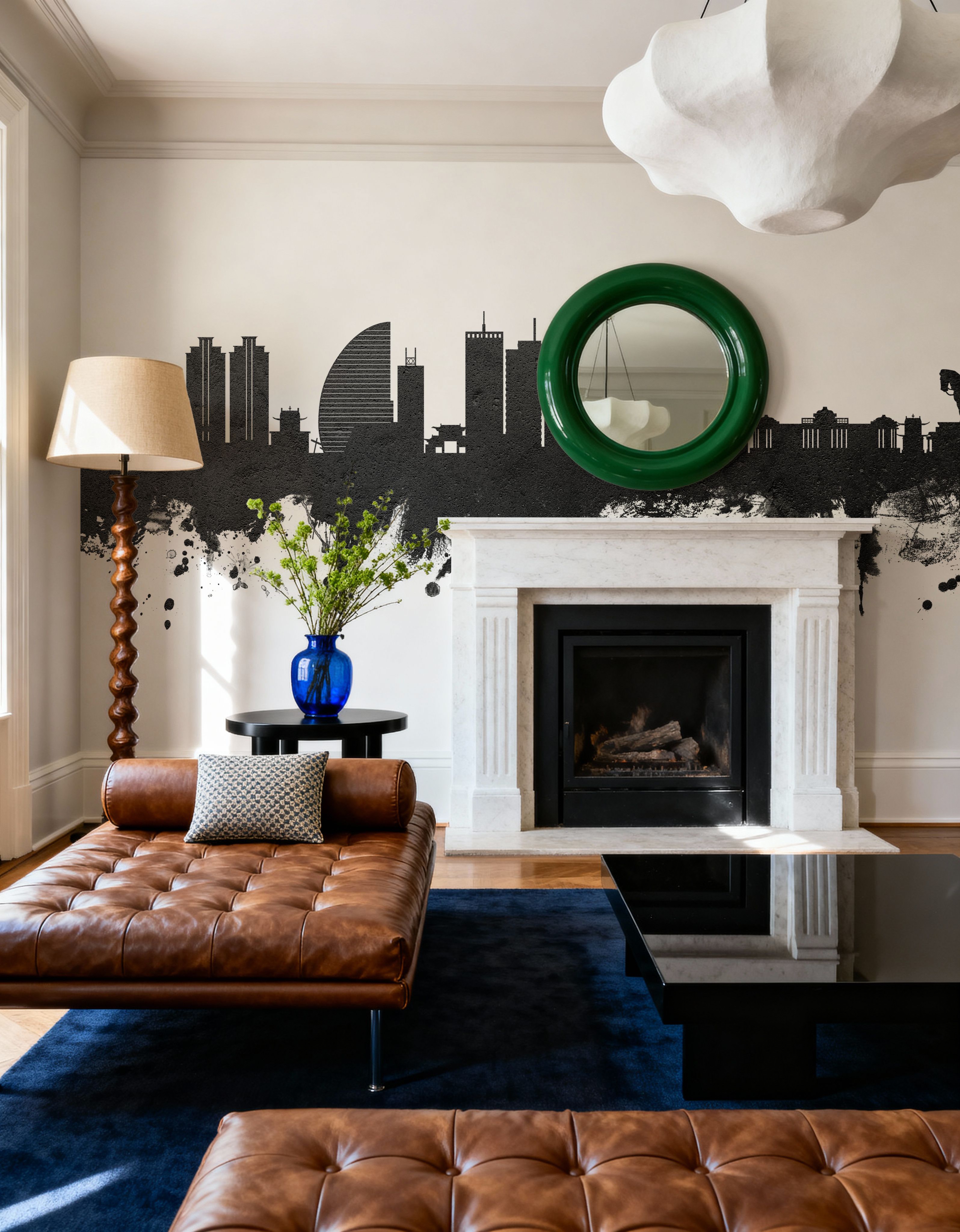 Ulaanbaatar Mongolia Skyline Black & White