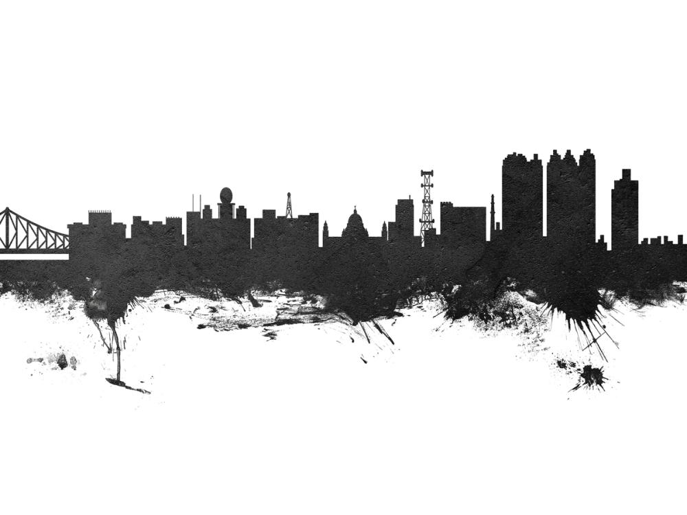 Kolkata (Calcutta) India Skyline Black & White