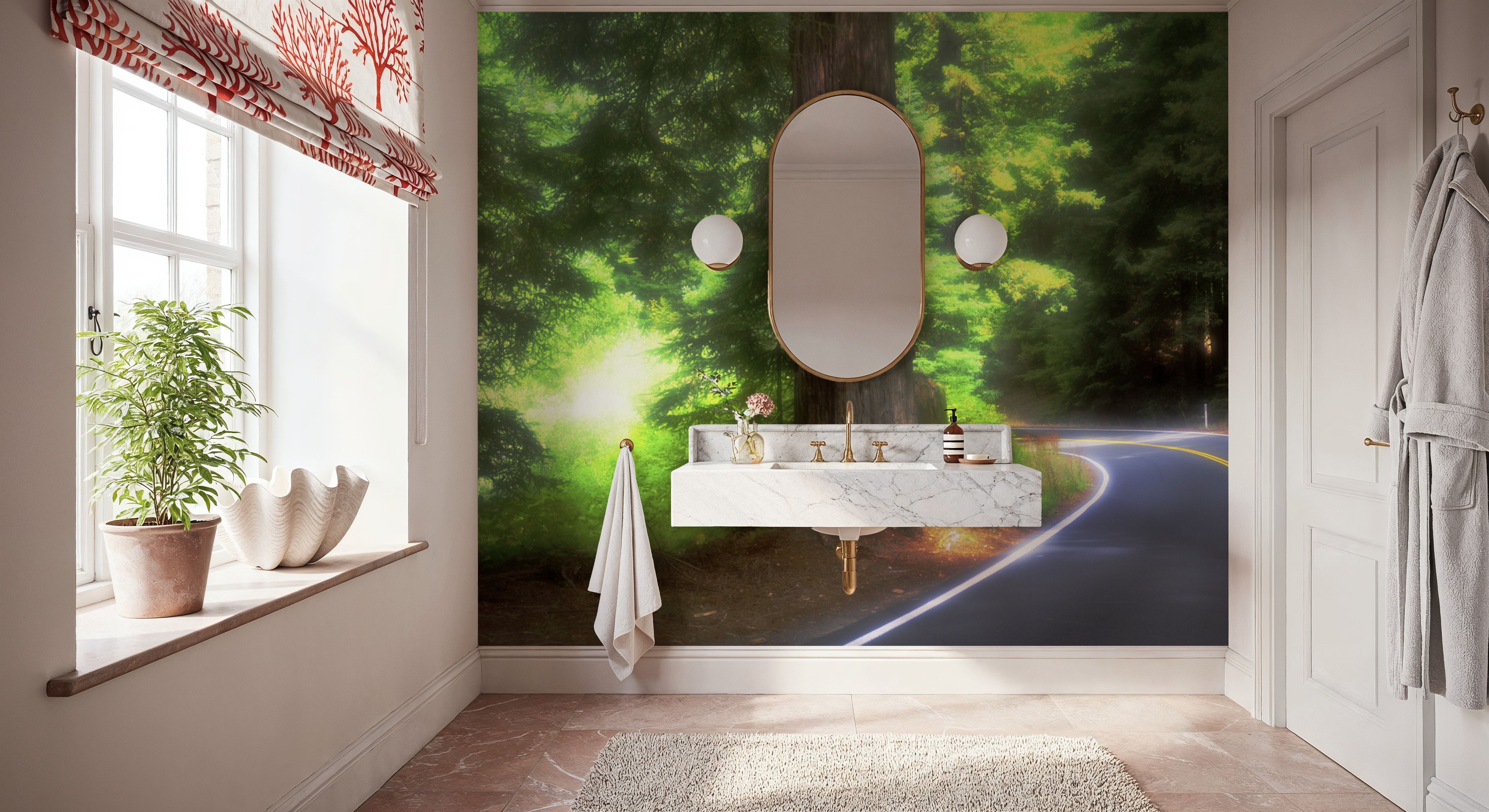 Sunlit Forest Path, Wallpaper