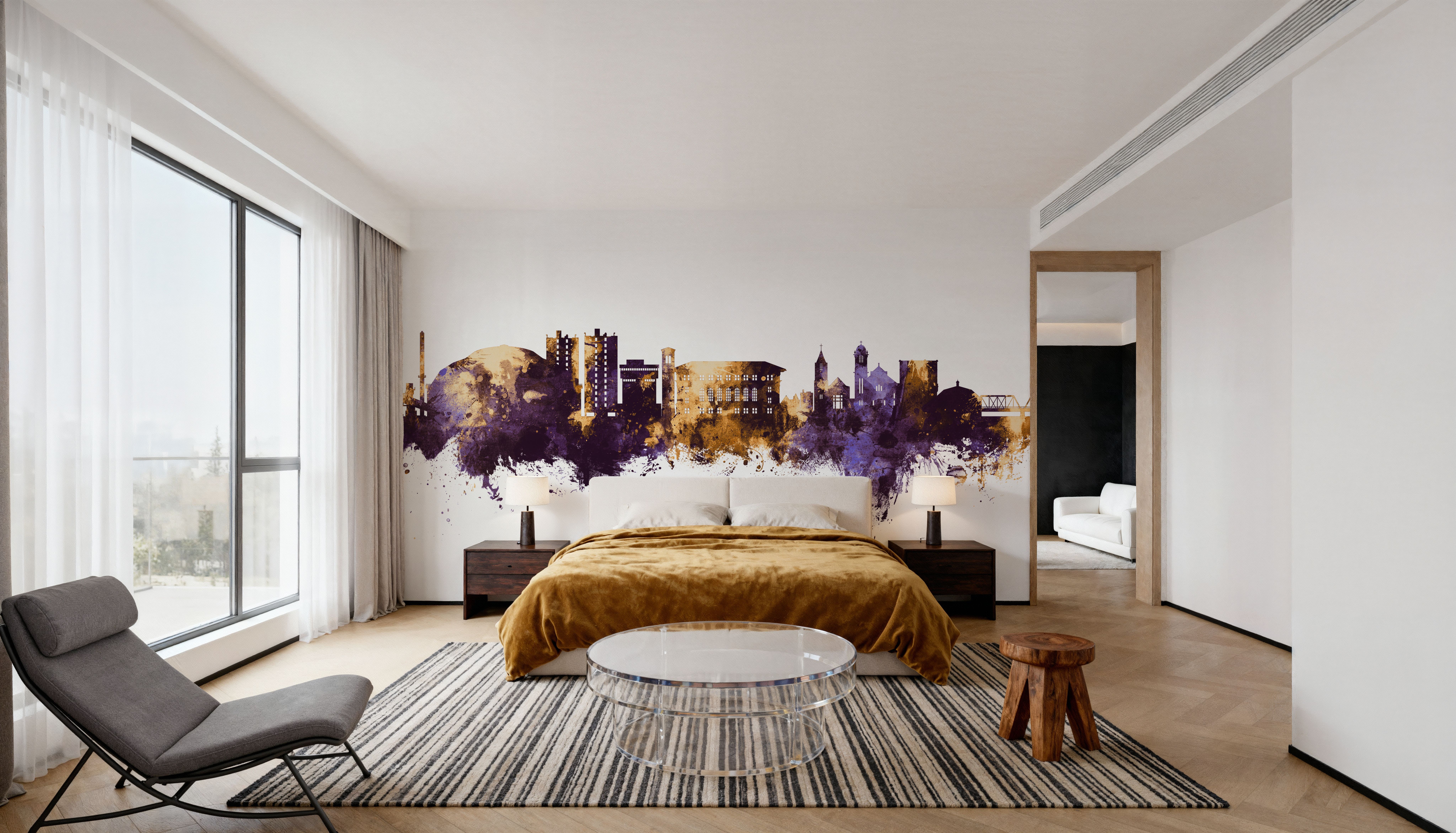 Cedar Falls Iowa Skyline Purple & Gold