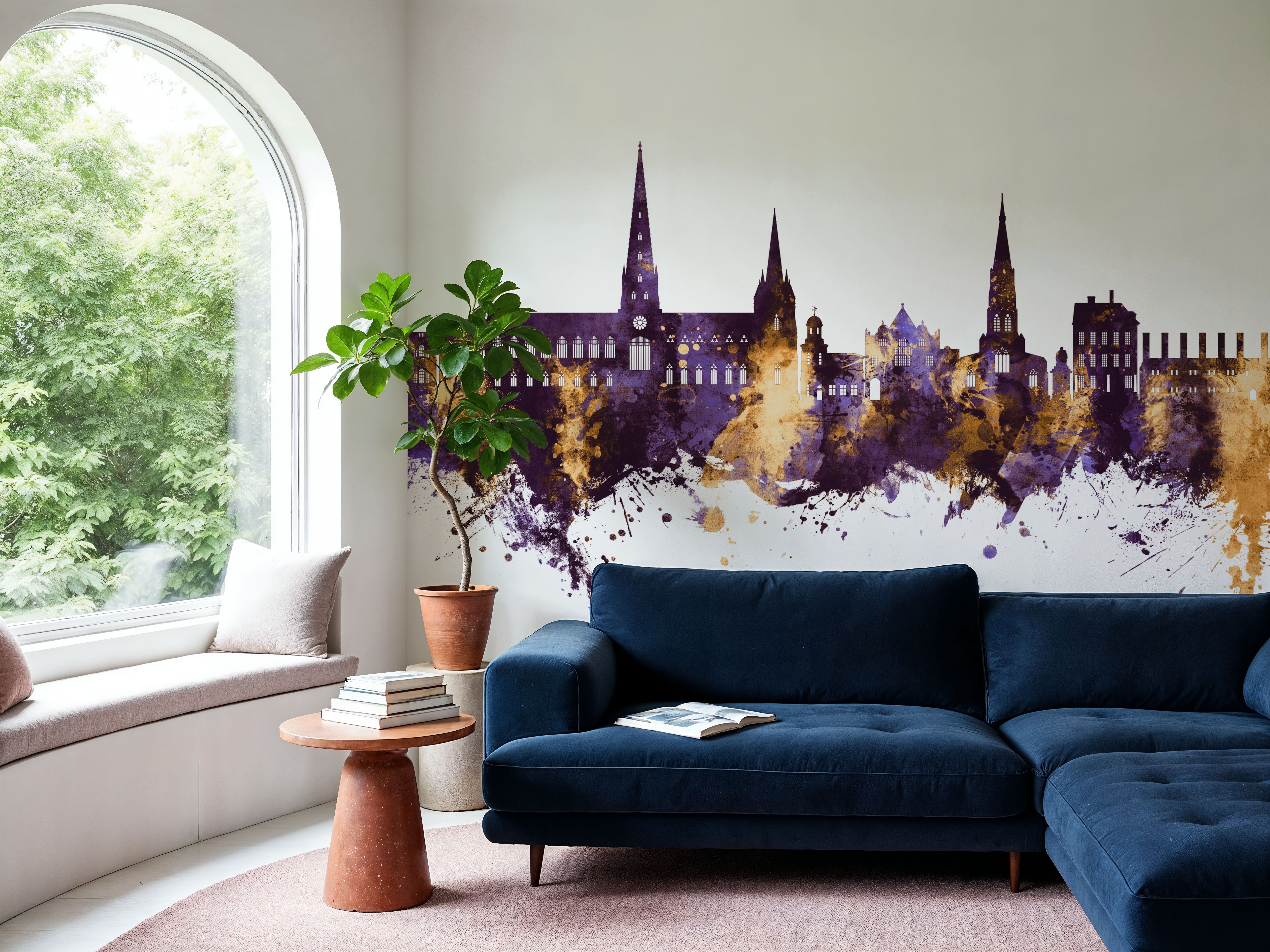 Lichfield England Skyline Purple & Gold