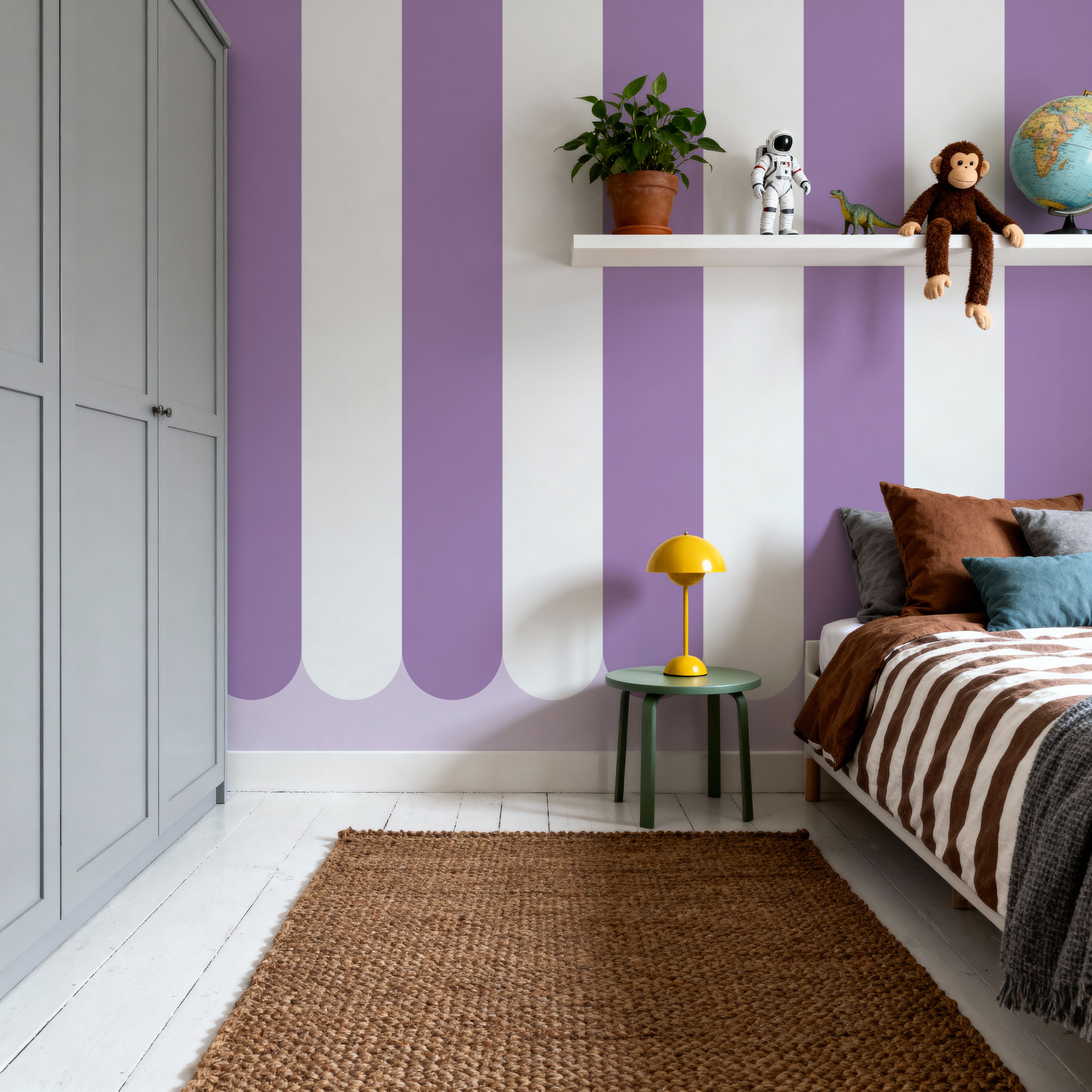Scalloped Circus Stripes, Purple