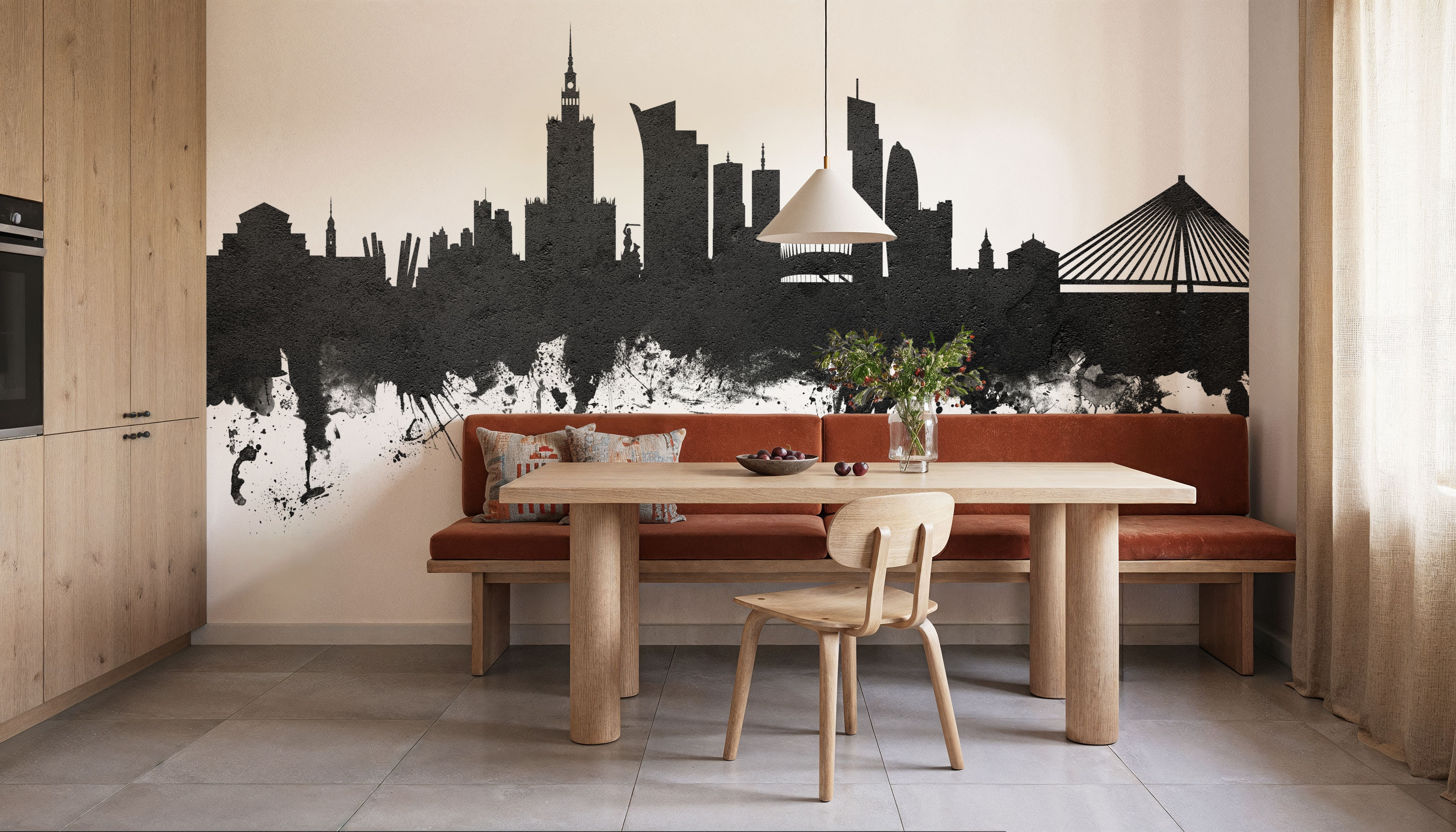 Warsaw Poland Skyline Black & White 