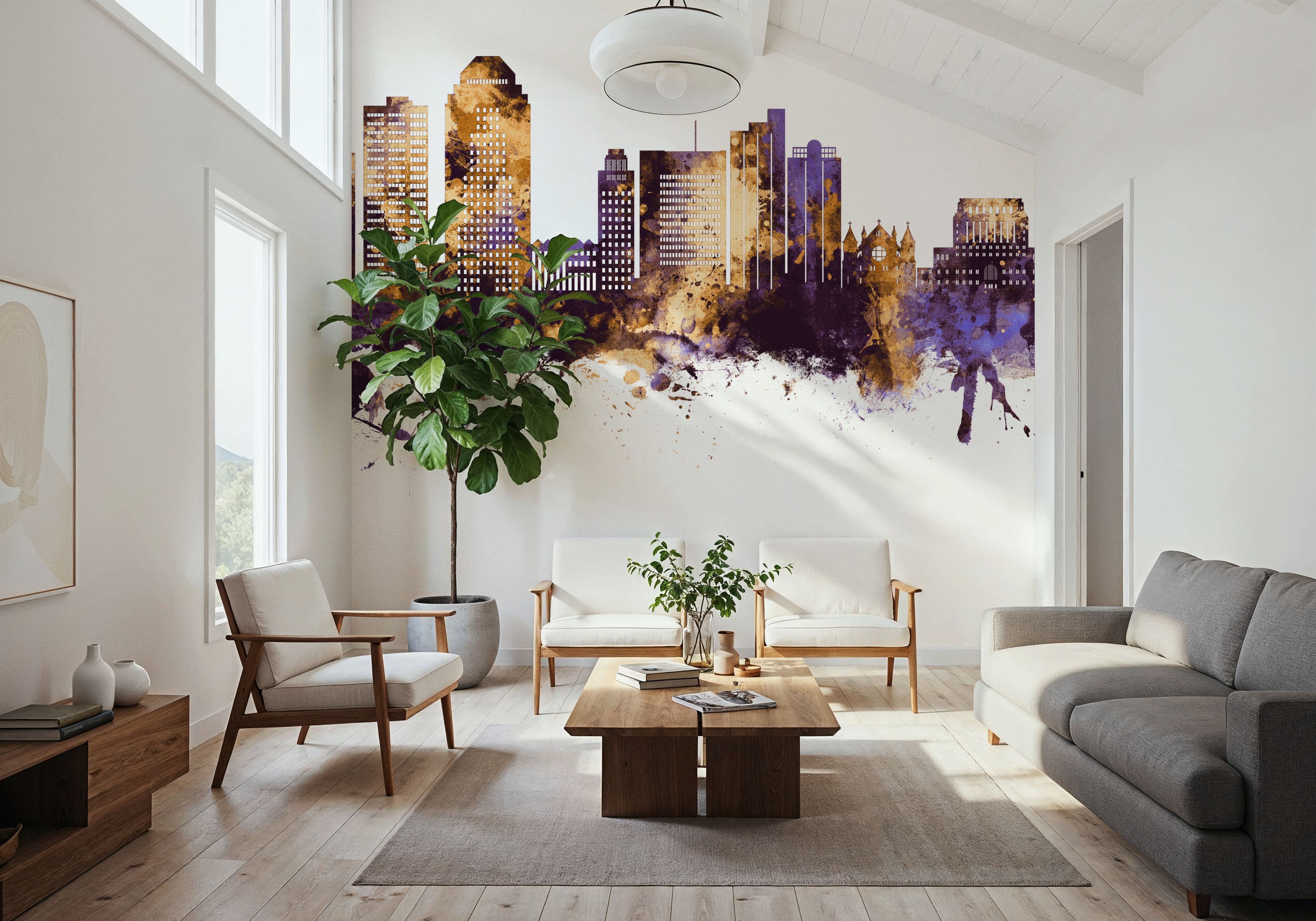 Shreveport Louisiana Skyline Purple & Gold, Papier peint