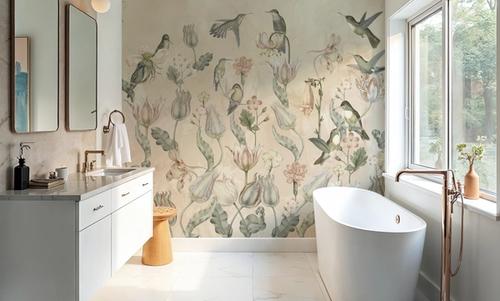 Tulips & Birds, Beige