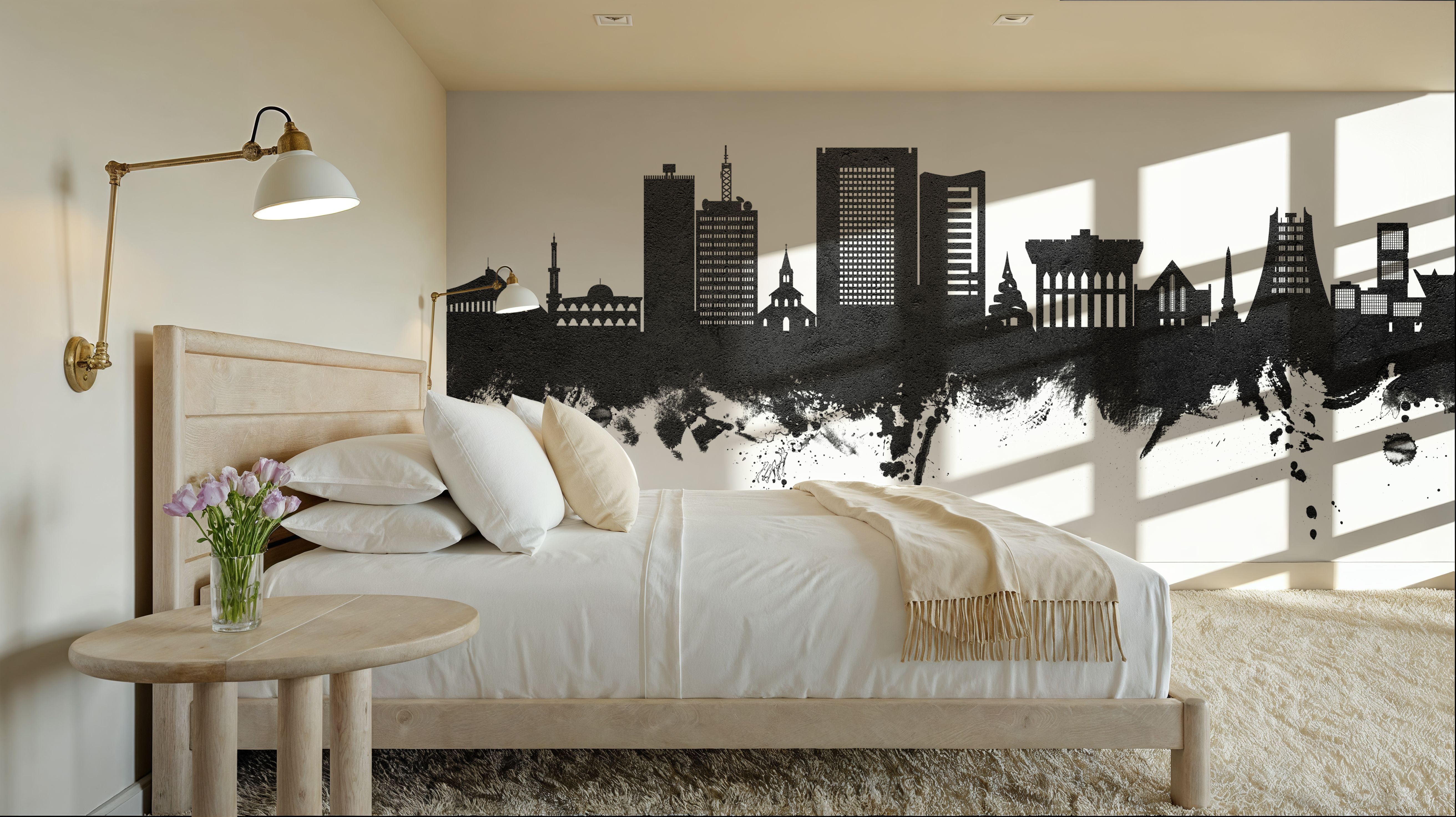 Yaoundé Cameroon Skyline Black & White, Wallpaper