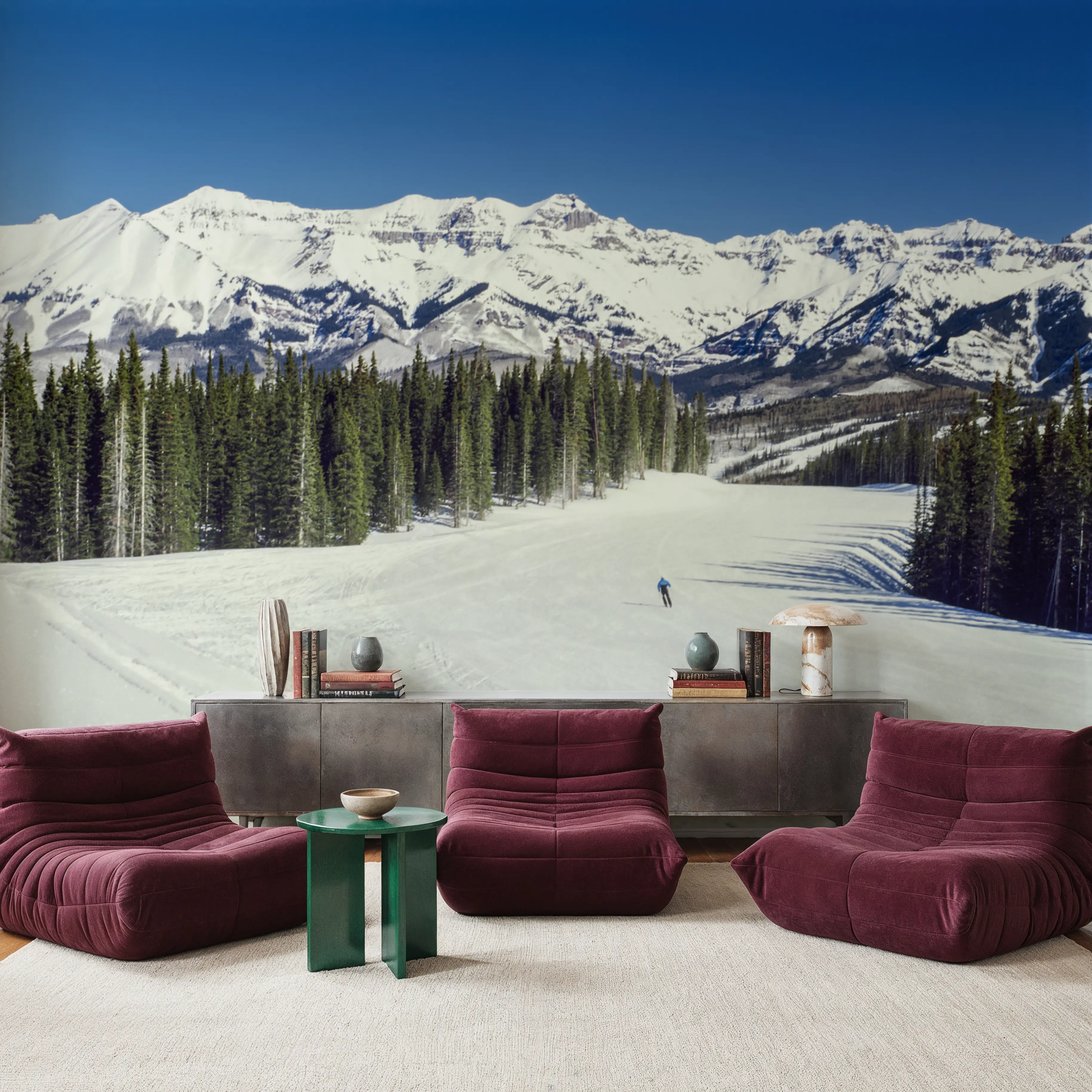 Fotobehang - Alpine Solitude - Bergen Landschappen Mural - Wit - Kantoorruimtes - Wallism België - Zelfklevend of Vliesbehang