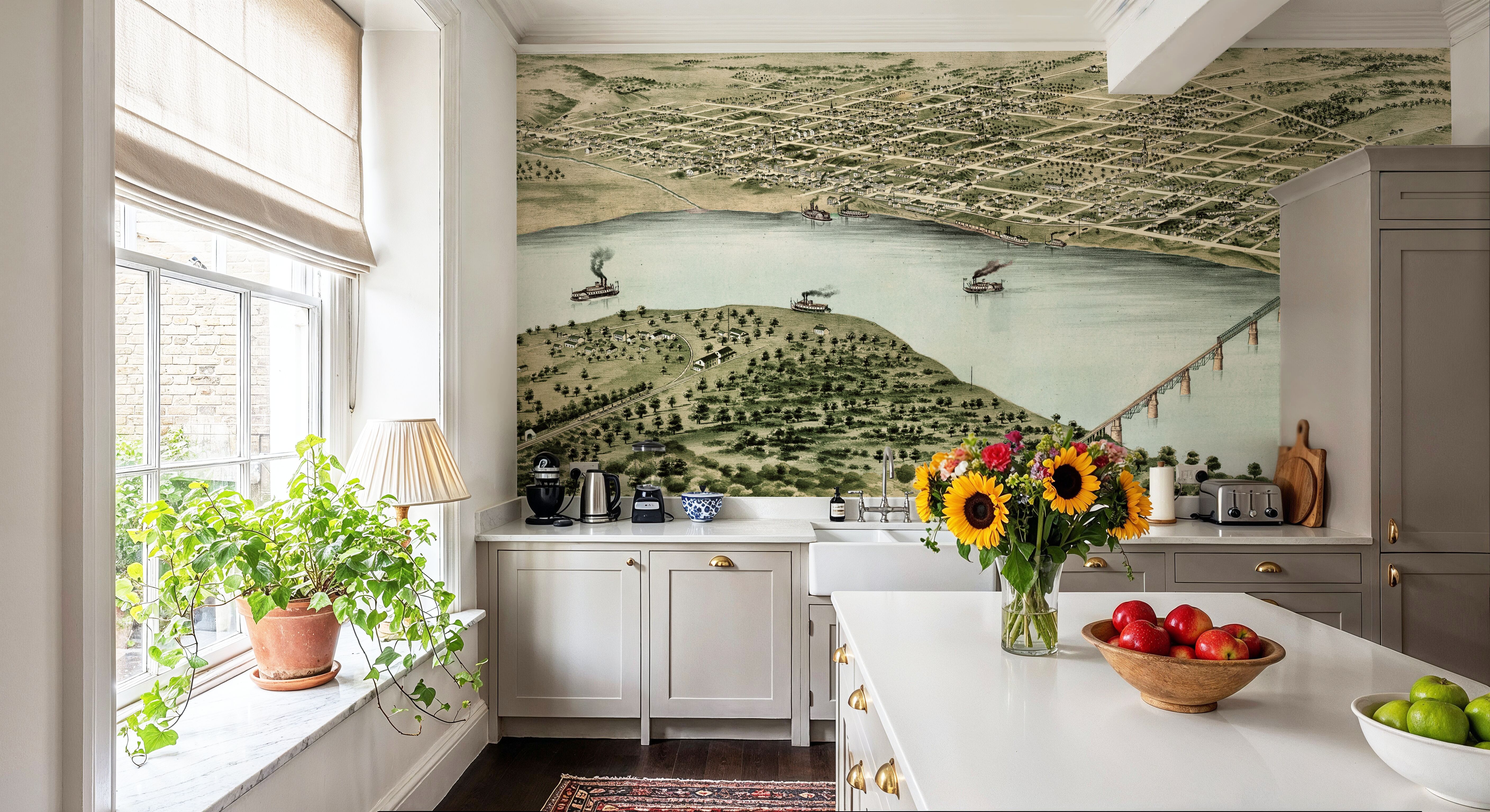 Old Aerial View of Saint Charles, Missouri, 1869