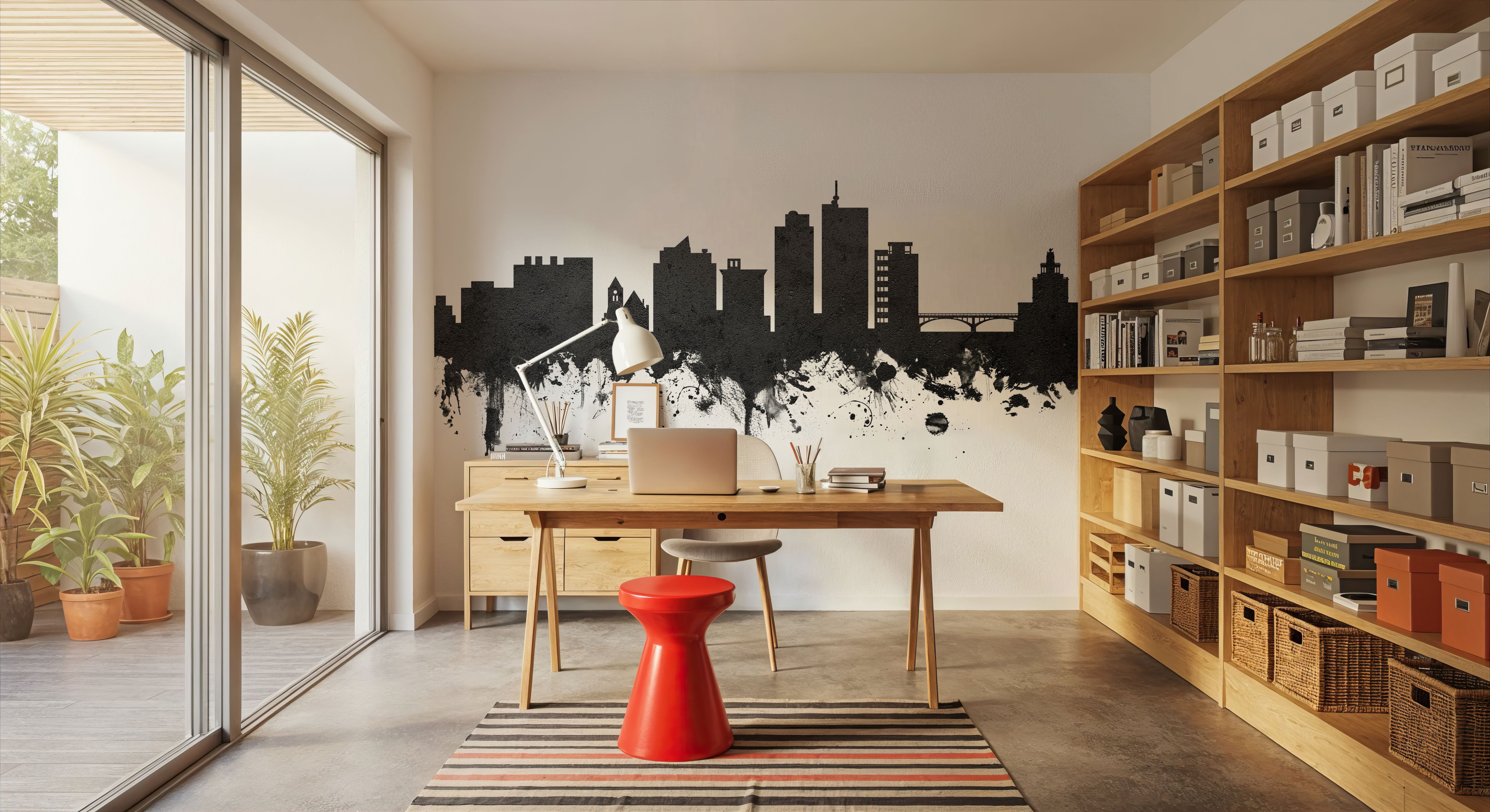 Cedar Rapids Iowa Skyline Black & White