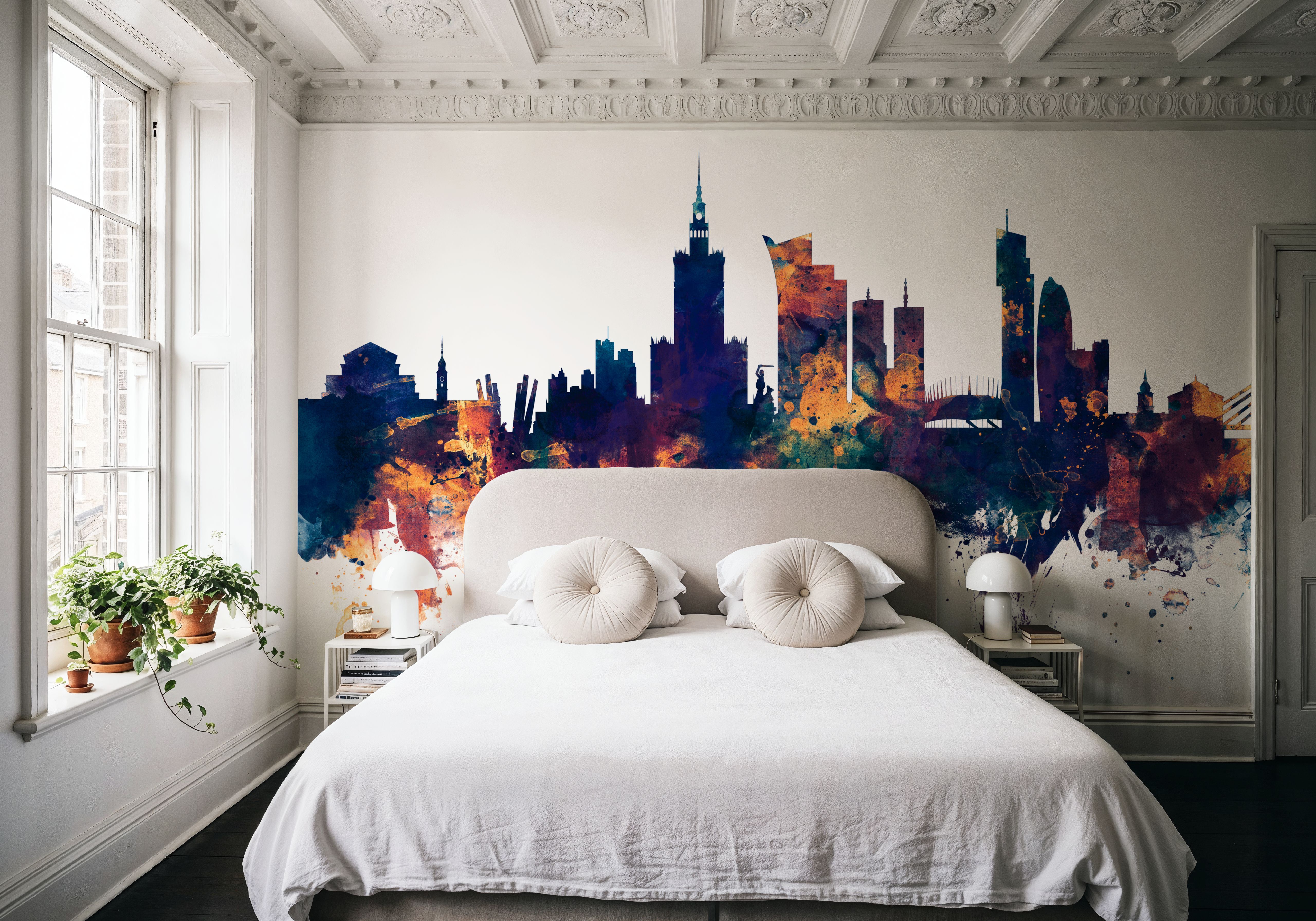 Warsaw Poland Skyline Blue & Bronze