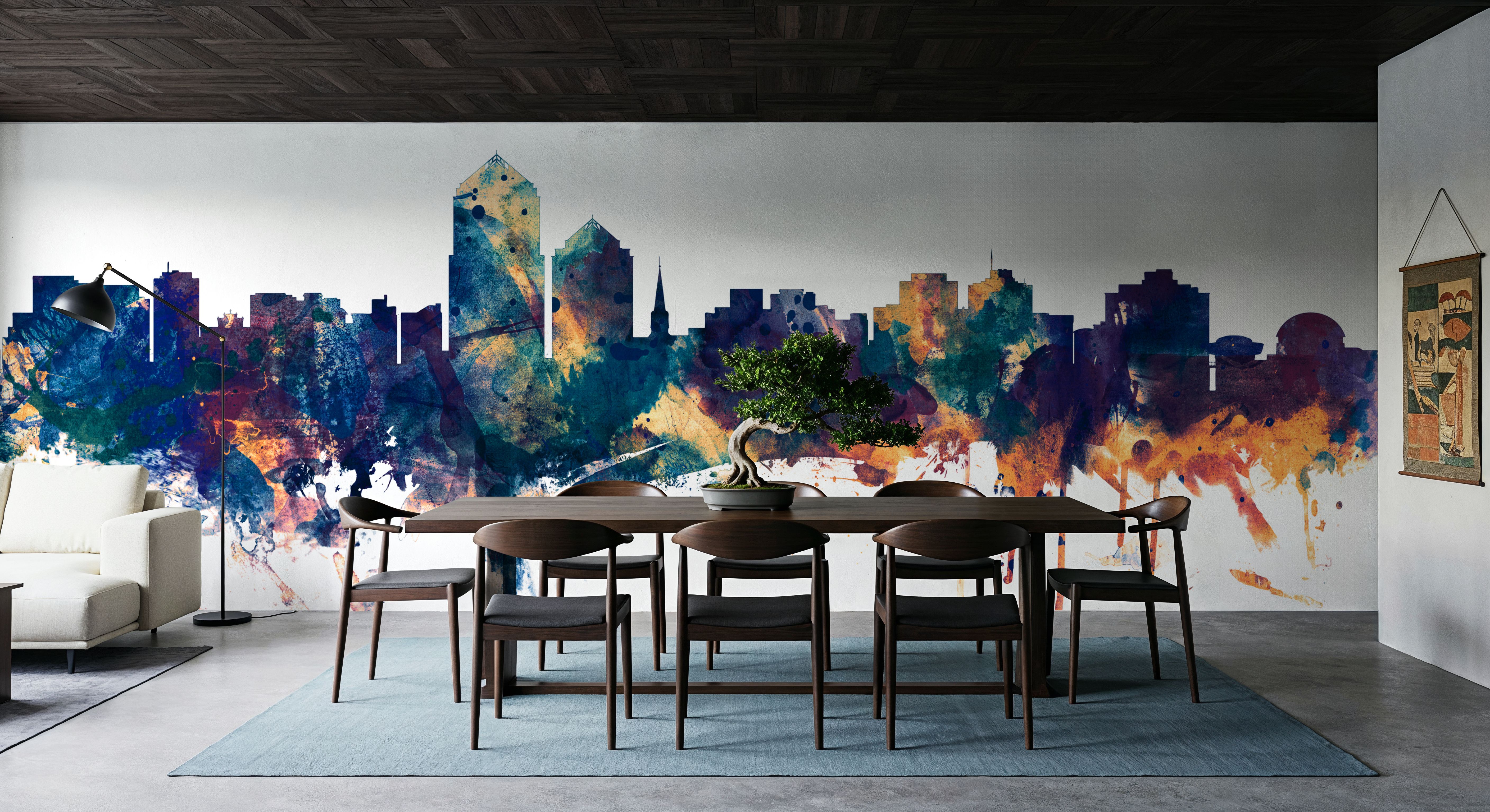 Albuquerque New Mexico Skyline Blue & Bronze, Wallpaper