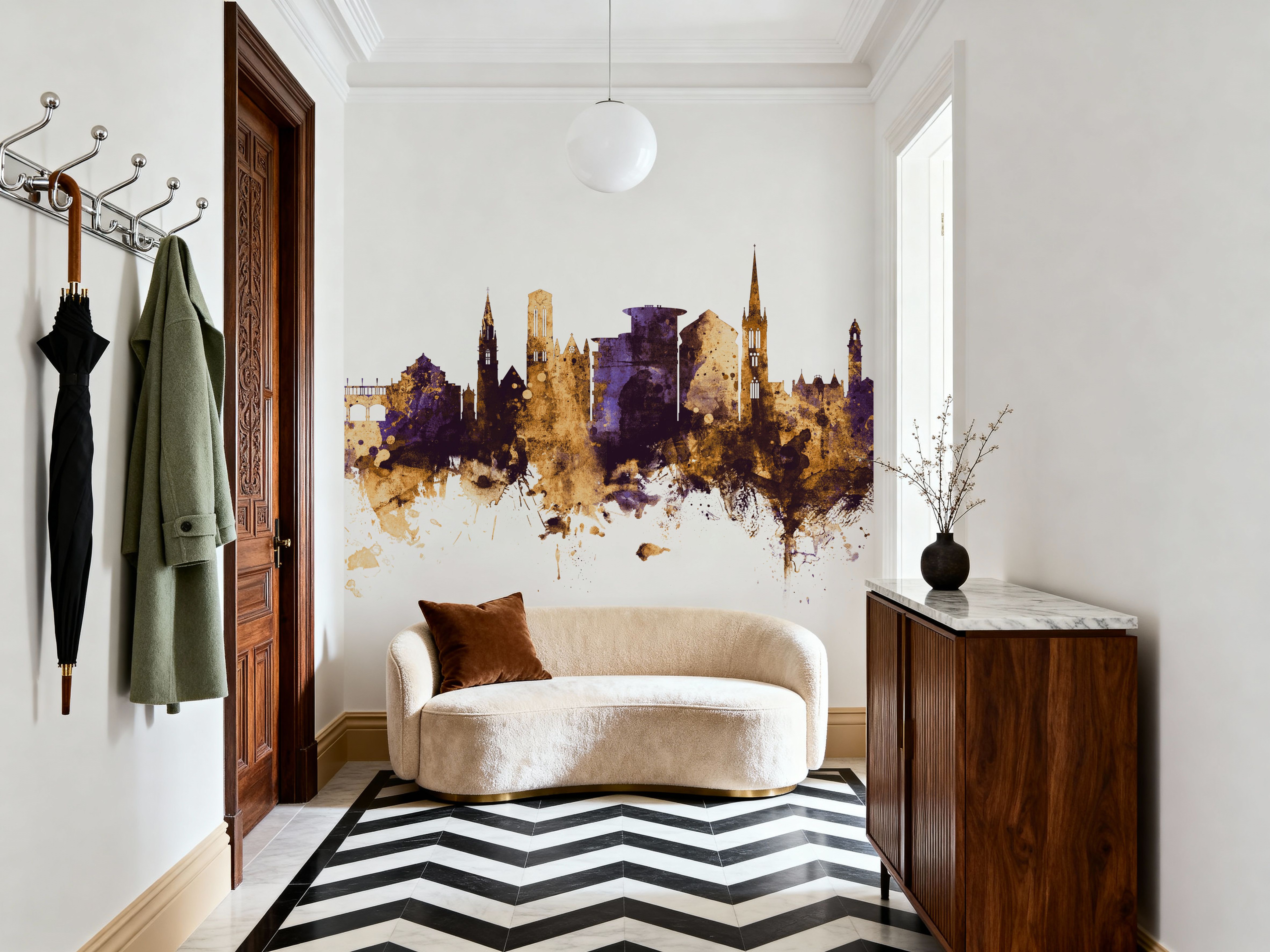 Bournemouth England Skyline Purple & Gold