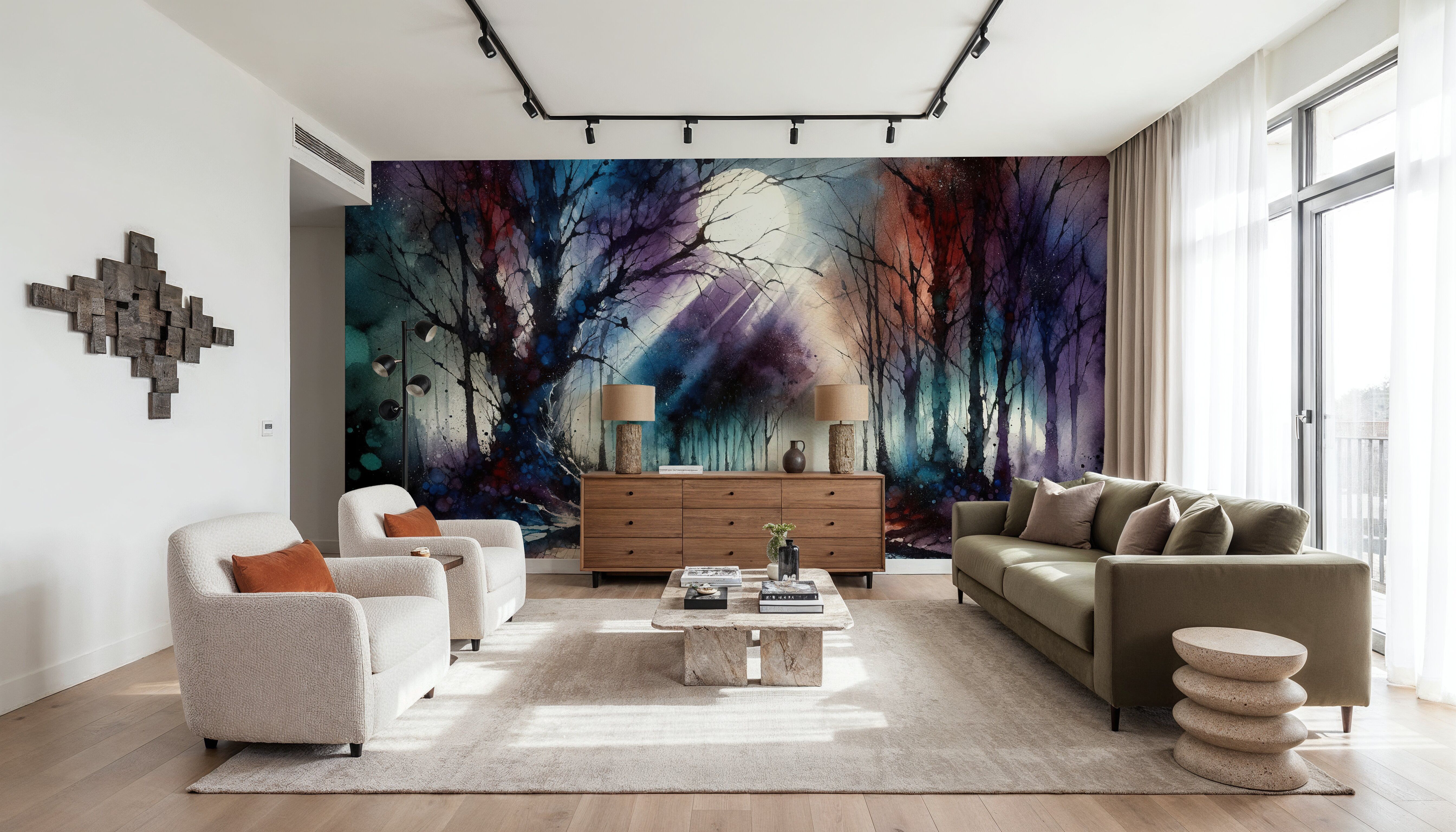 Mystical Moonlit Forest Scene