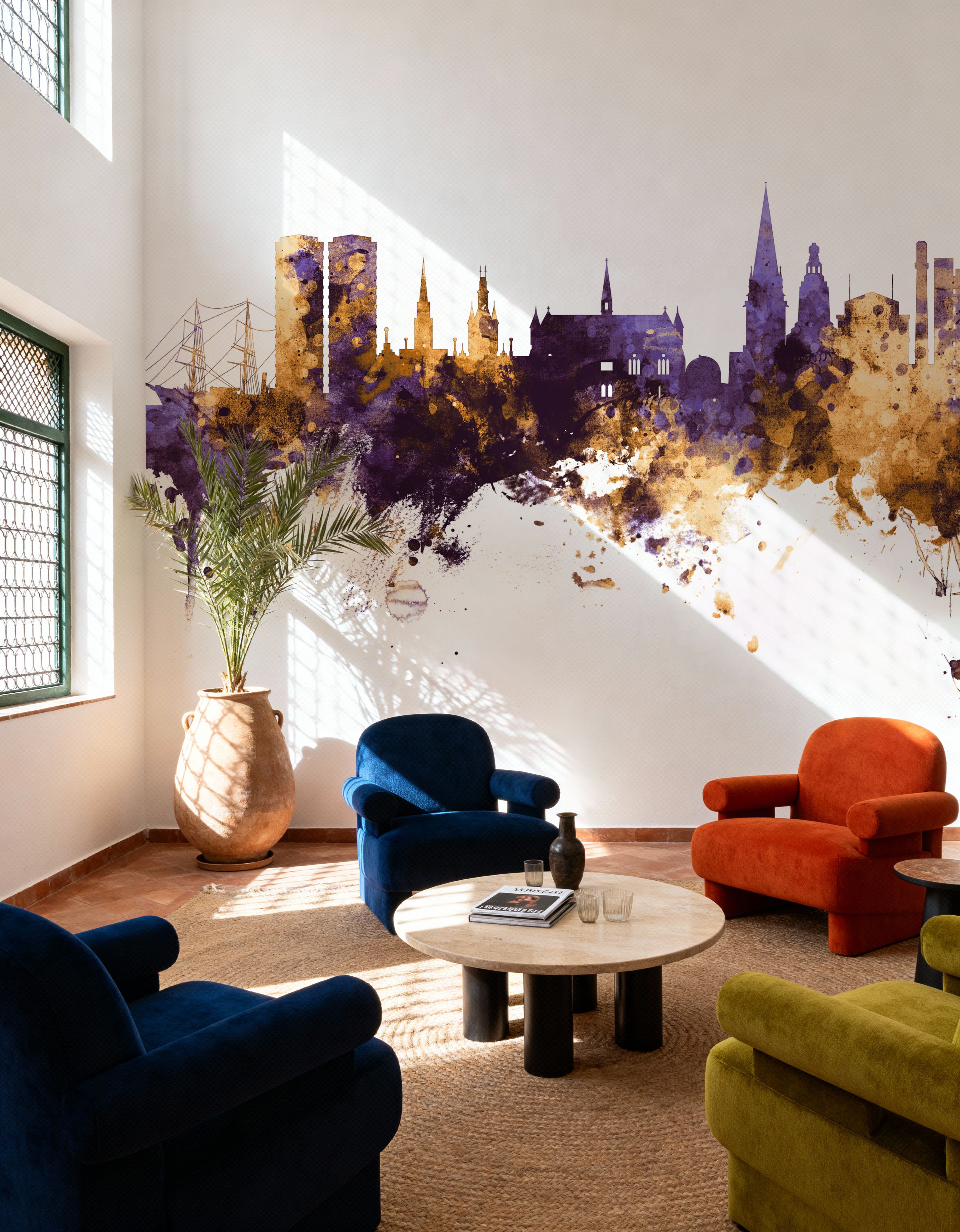 Dundee Scotland Skyline Purple & Gold