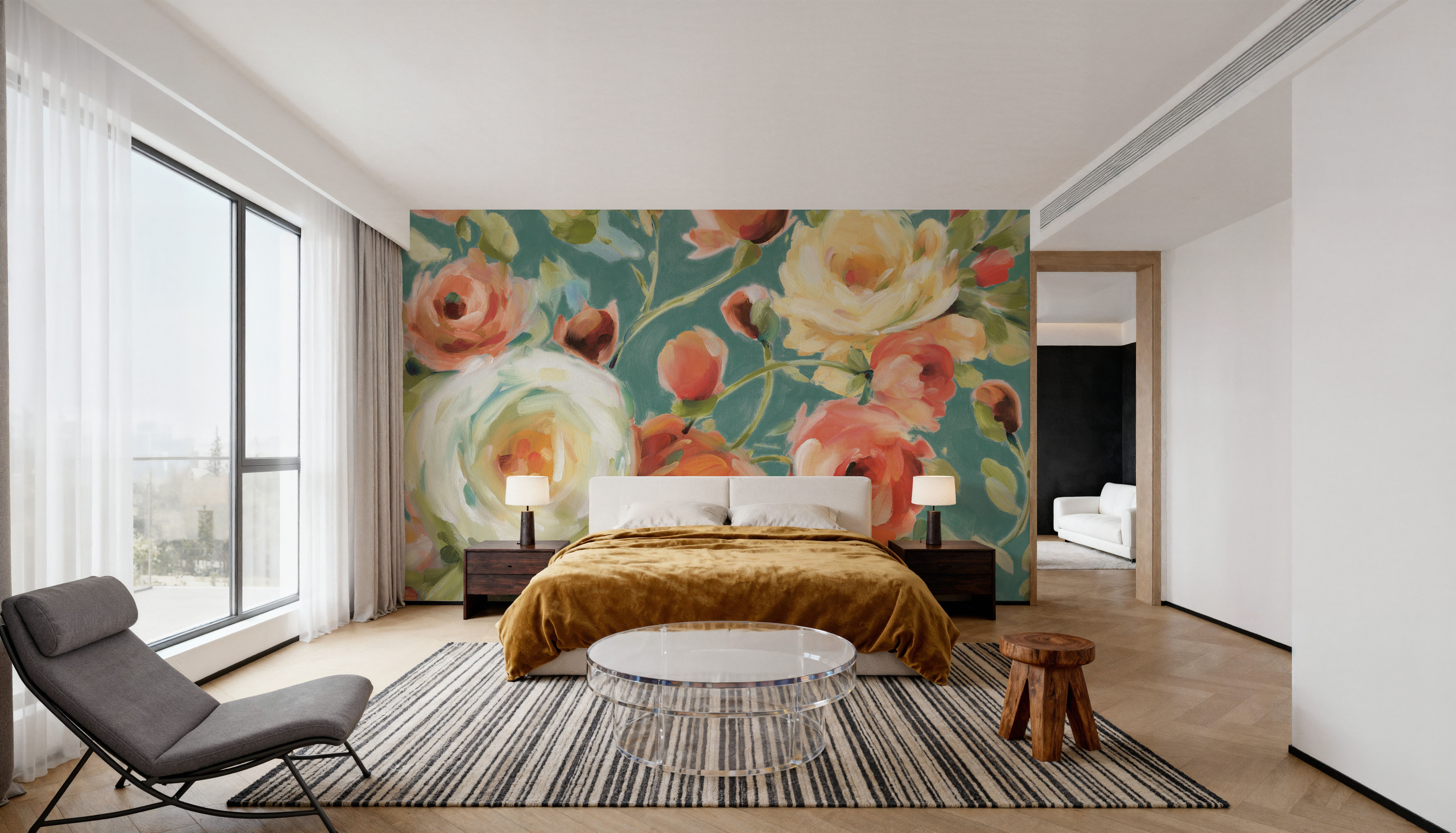 Florabundance I Autumn Teal, Wallpaper