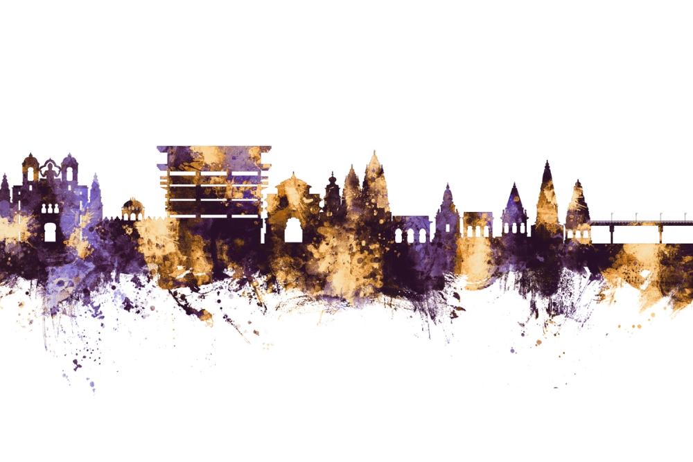 Pandharpur India Skyline Purple & Gold