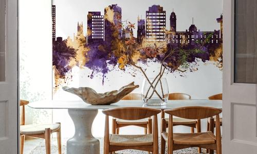 Hobart Australia Skyline Purple & Gold