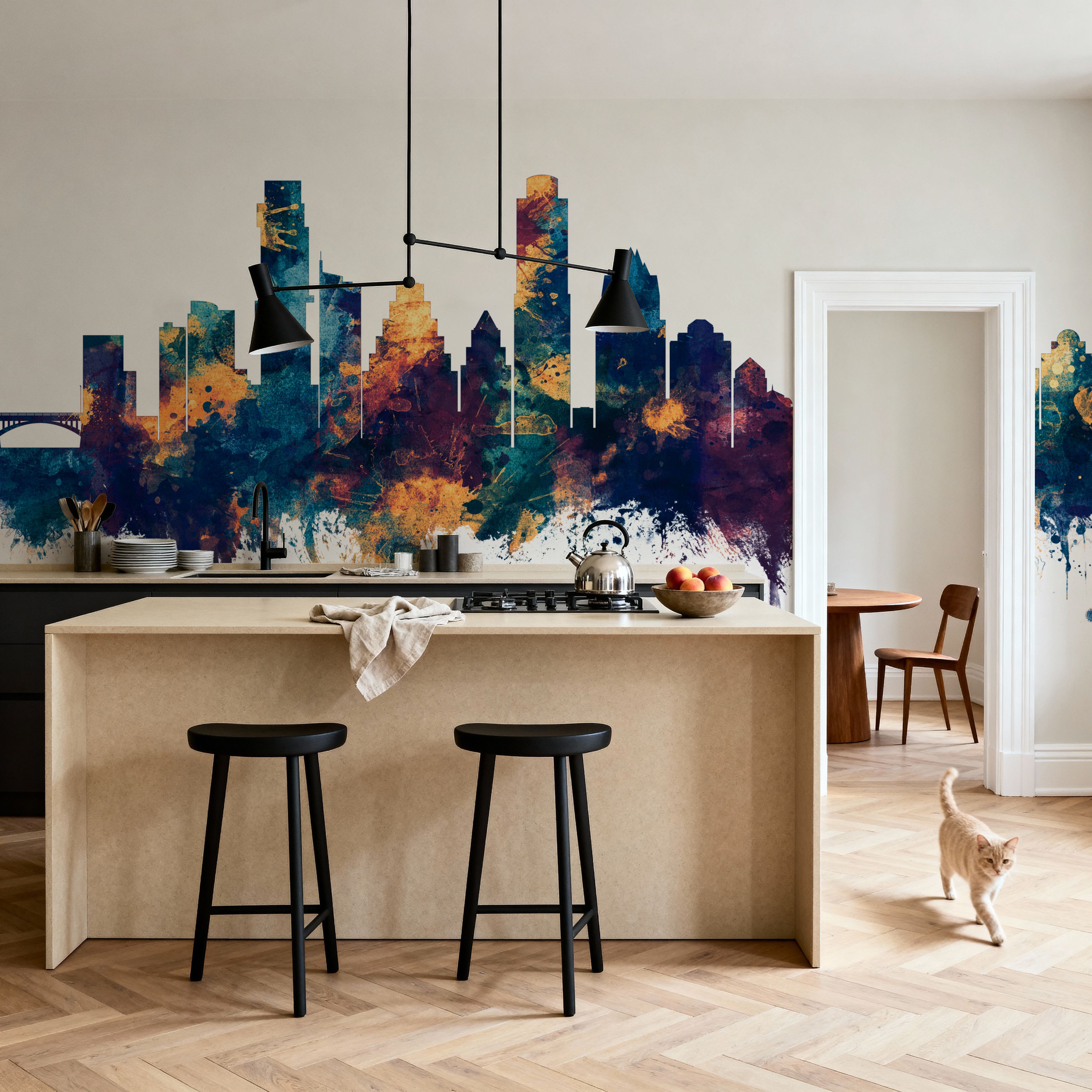 Austin Texas Skyline Blue & Bronze