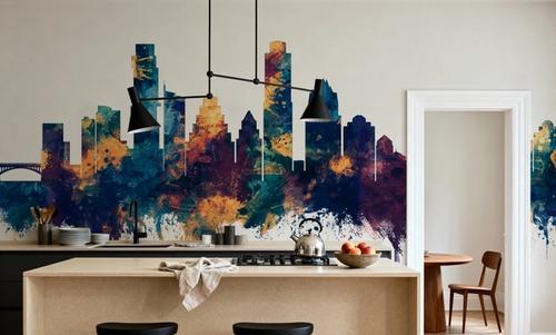 Austin Texas Skyline Blue & Bronze