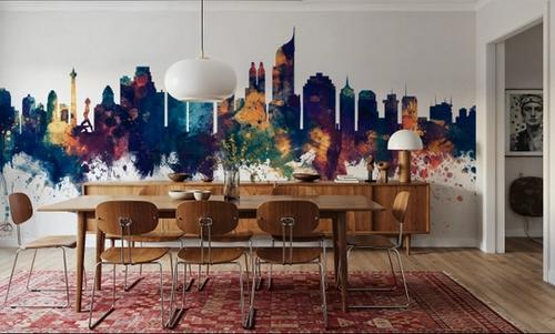Jakarta Skyline Indonesia Blue & Bronze