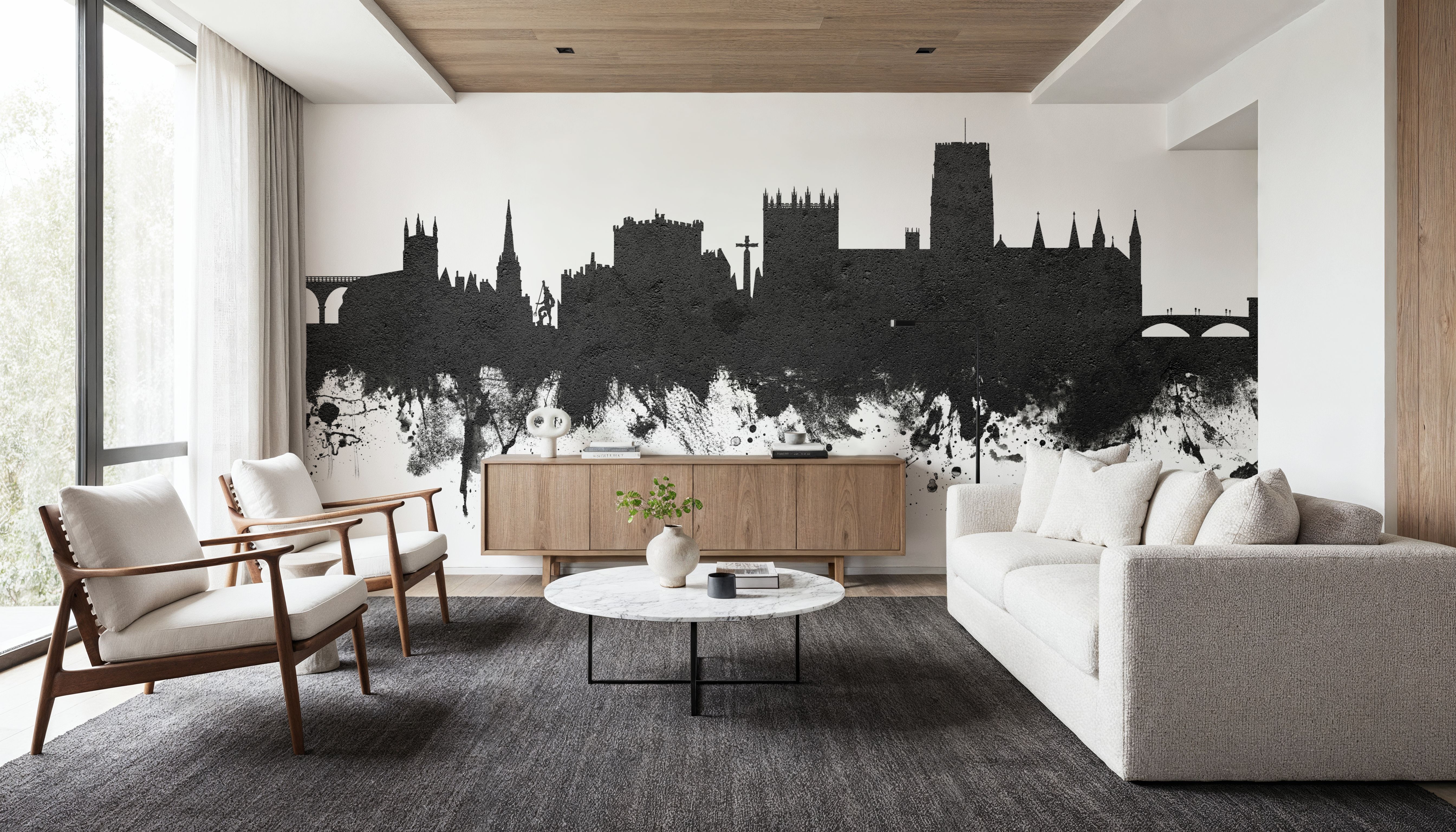 Durham England Skyline Black & White, Tapeten