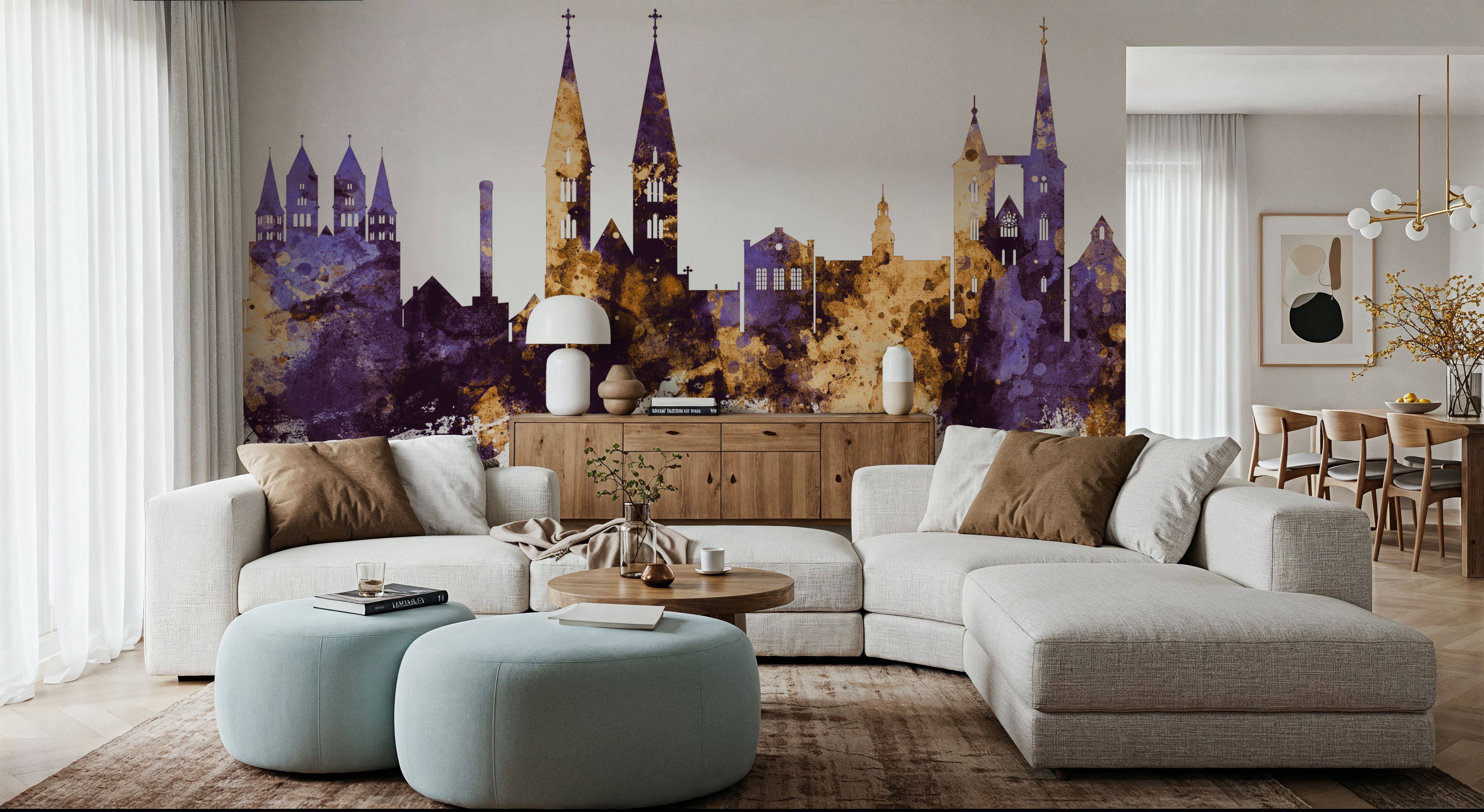 Halberstadt Germany Skyline Purple & Gold