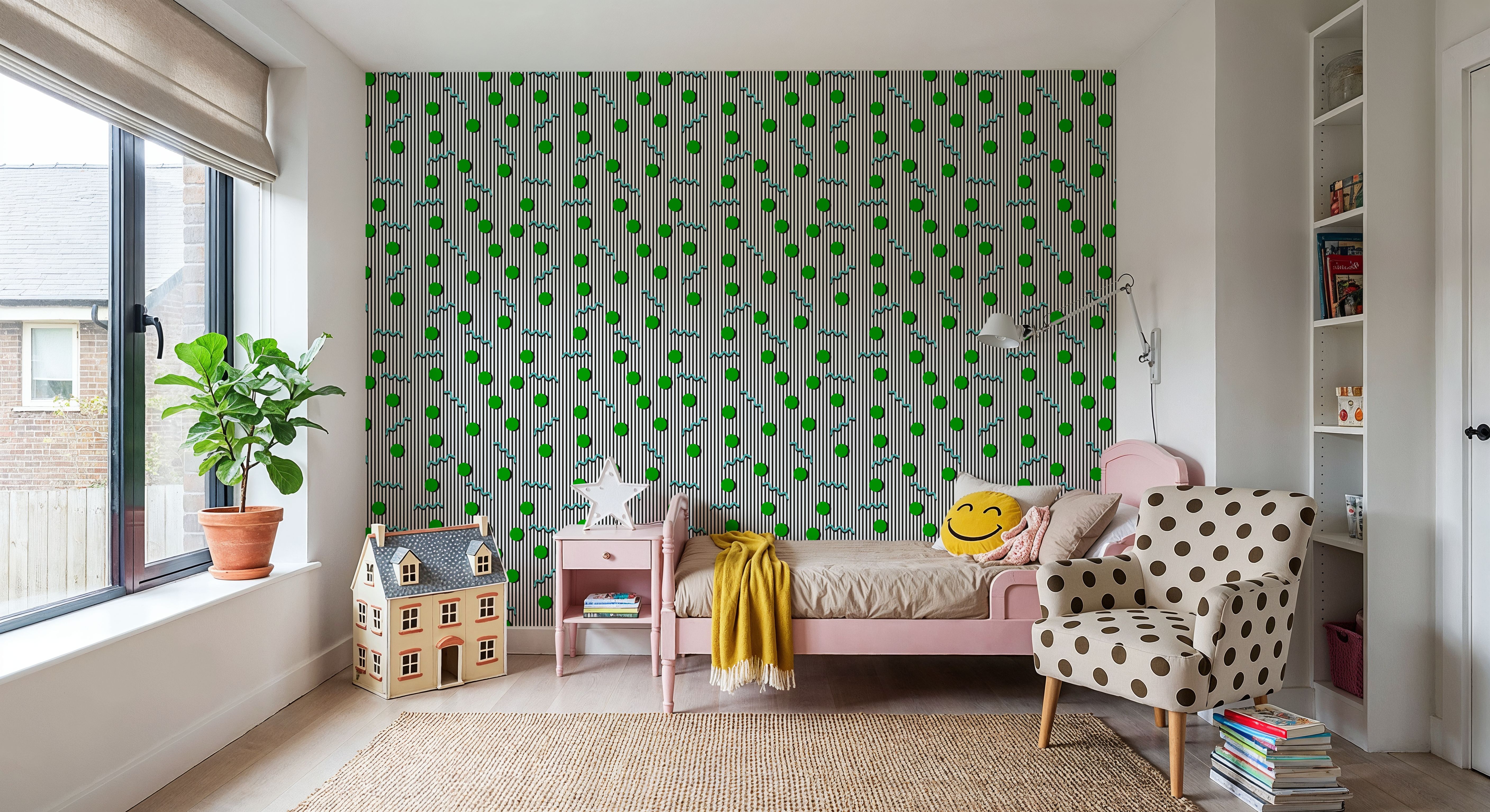 Memphis Dots & Stripes, White