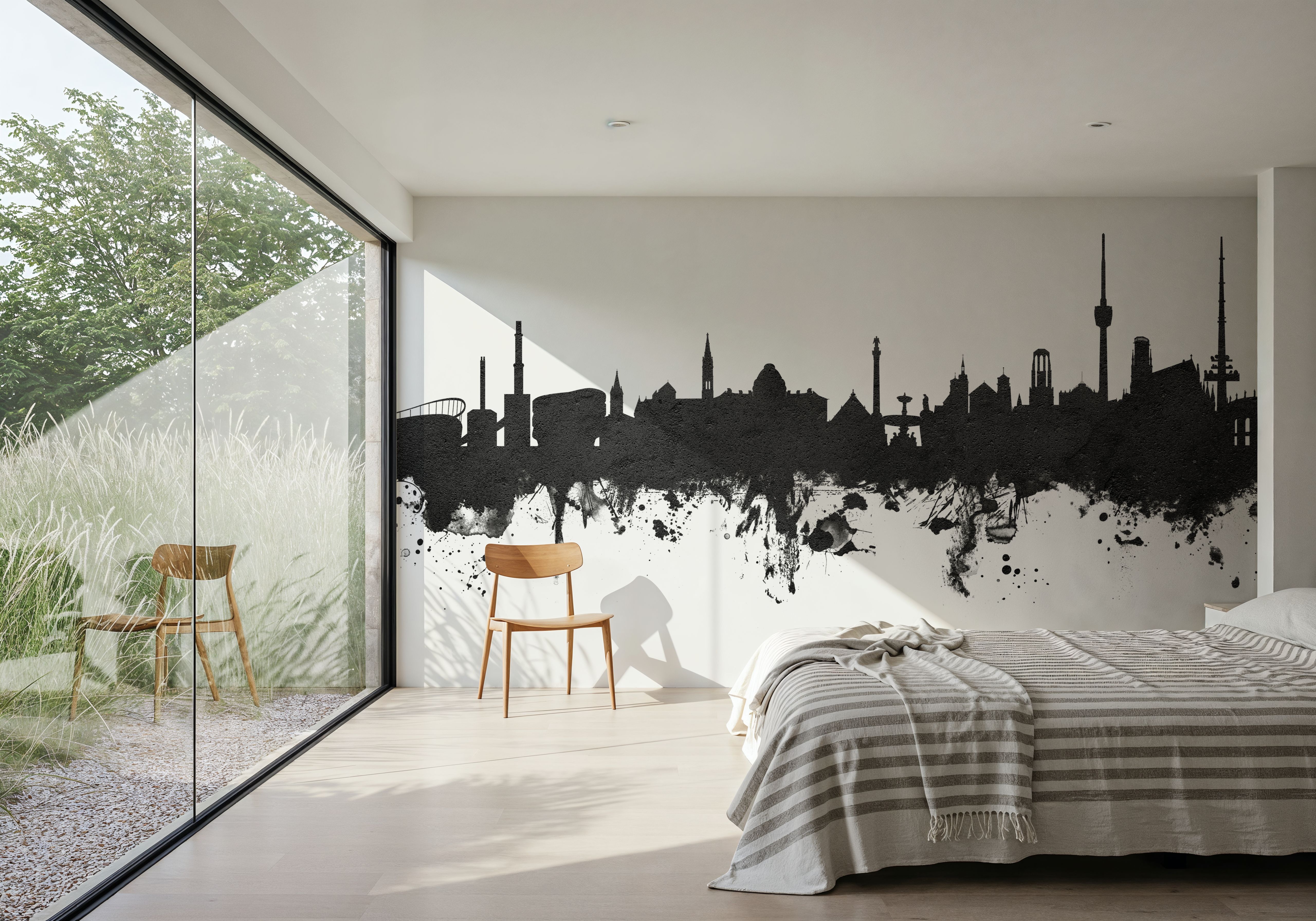 Stuttgart Germany Skyline Black & White