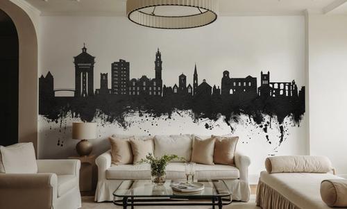 Colchester England Skyline Black & White